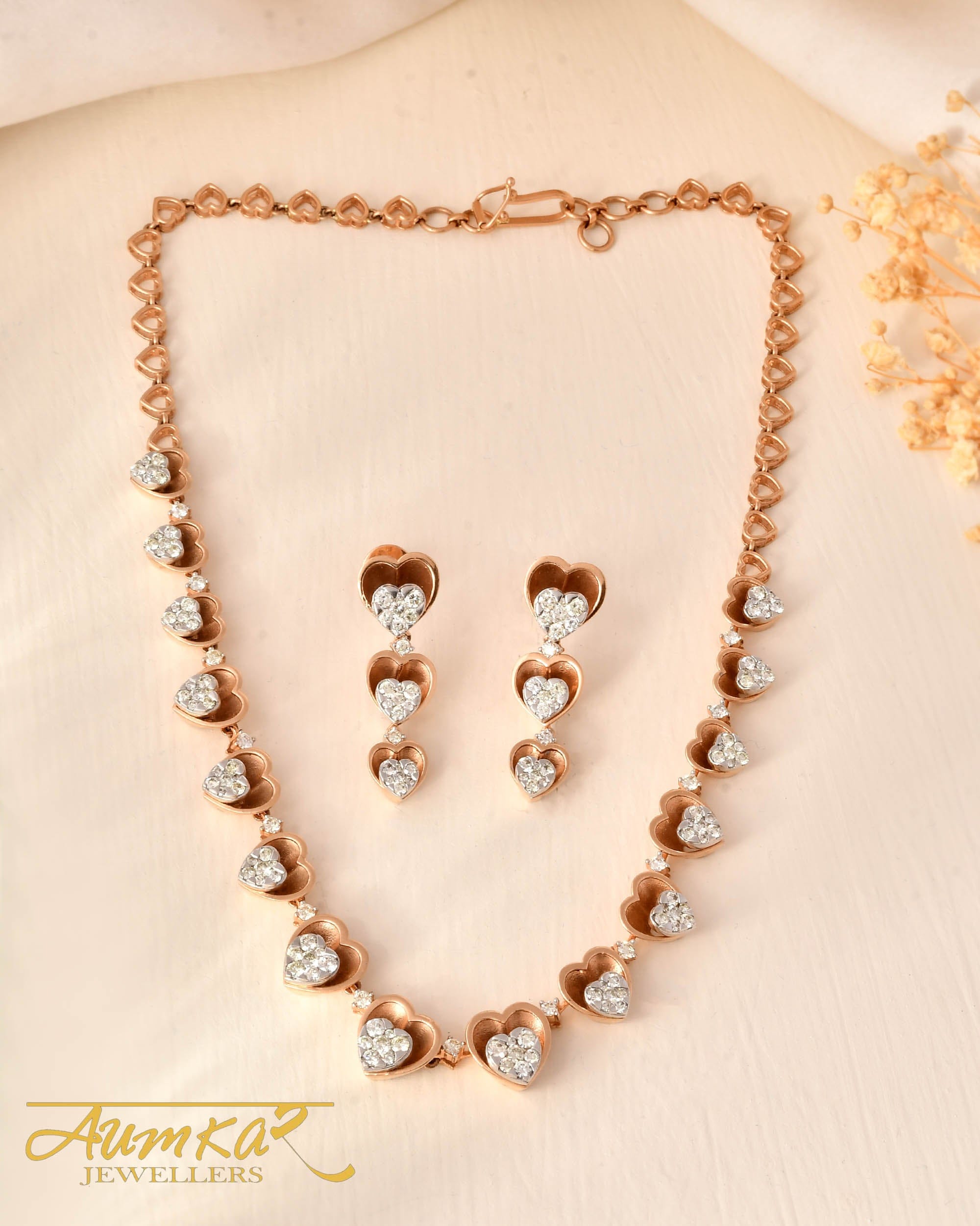 Heart Diamond Necklace Set Women's Wedding Jewellery