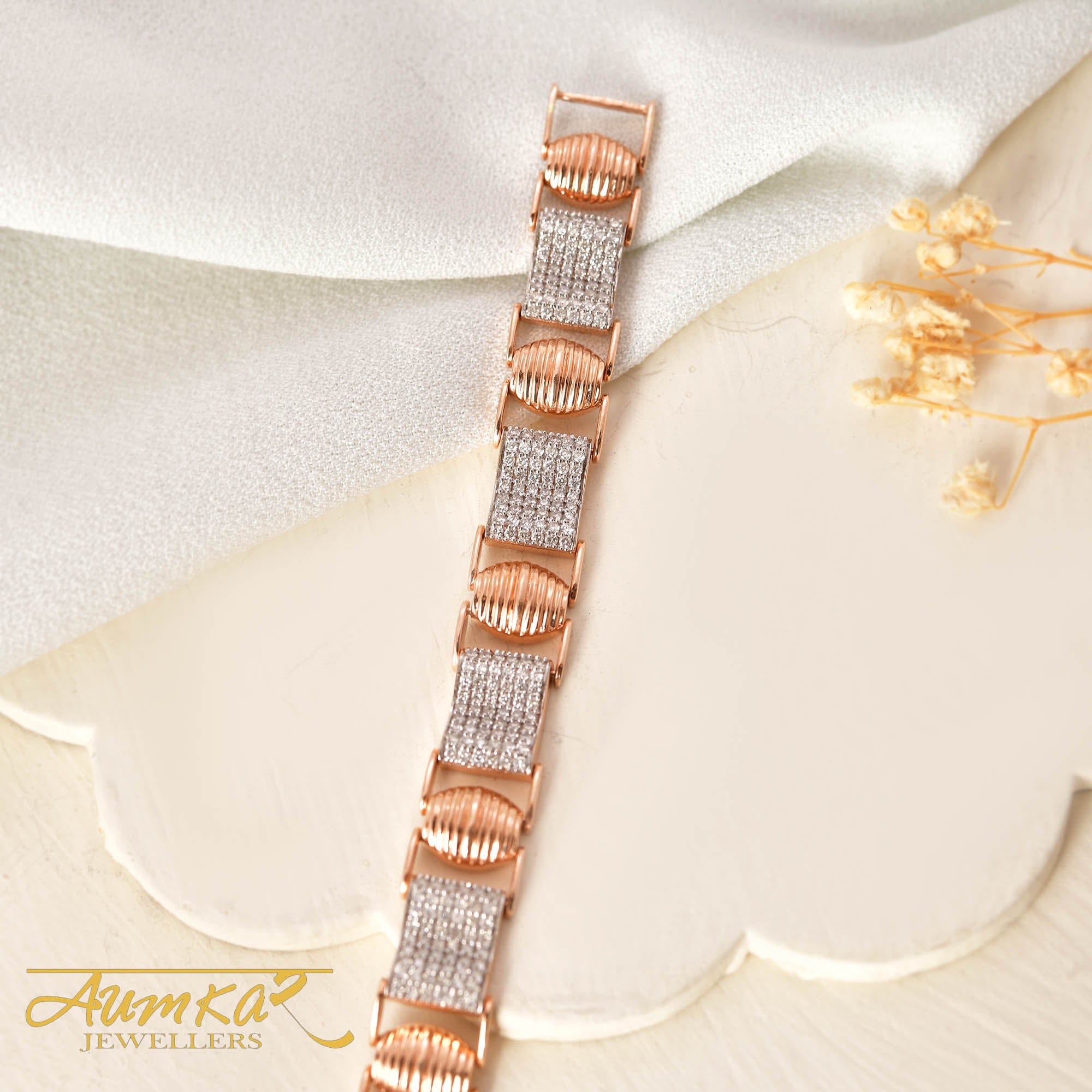 Rose Gold Diamond Tennis Bracelet For Men Daily Wear