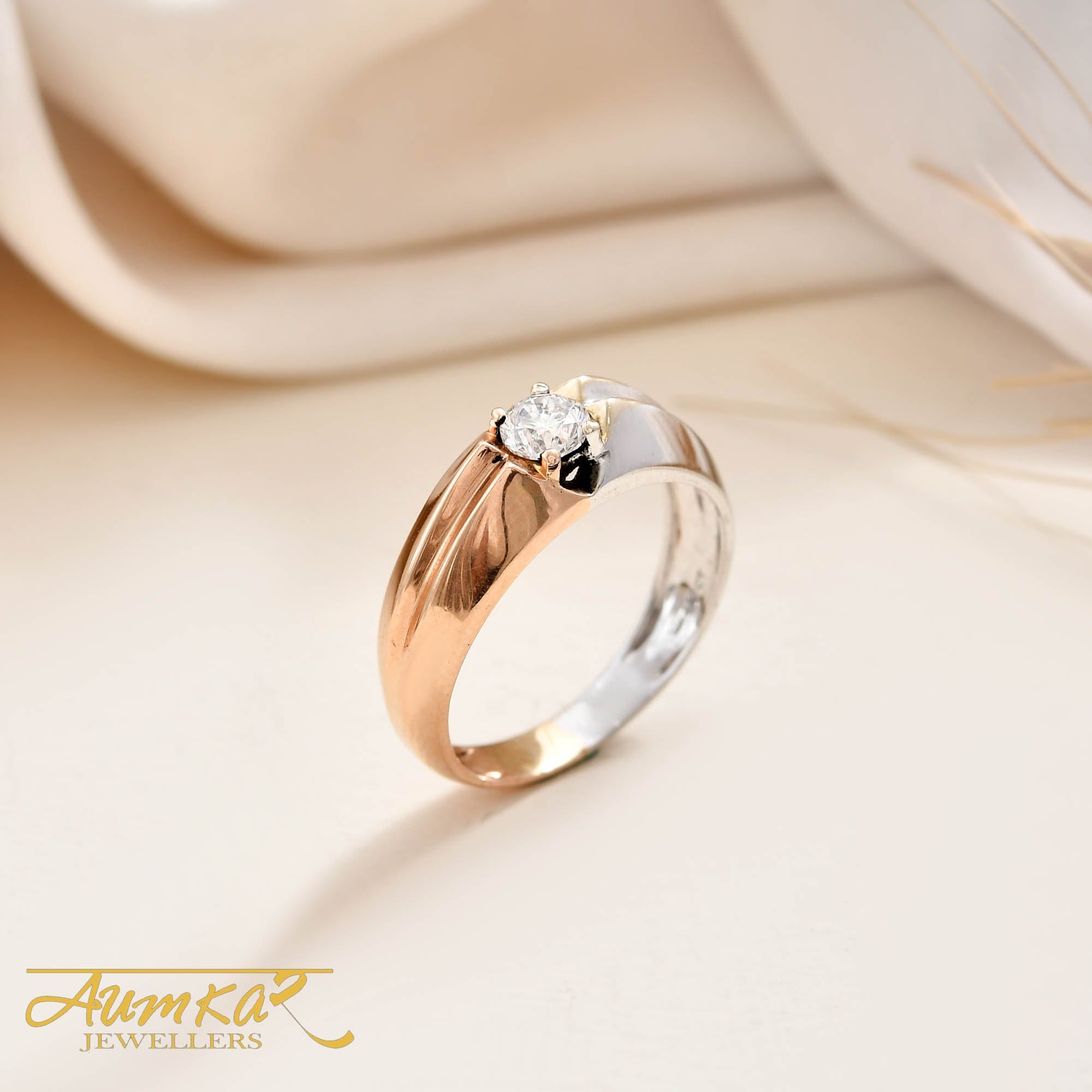 Men's Two Tone Diamond Solitaire Ring Custom Design