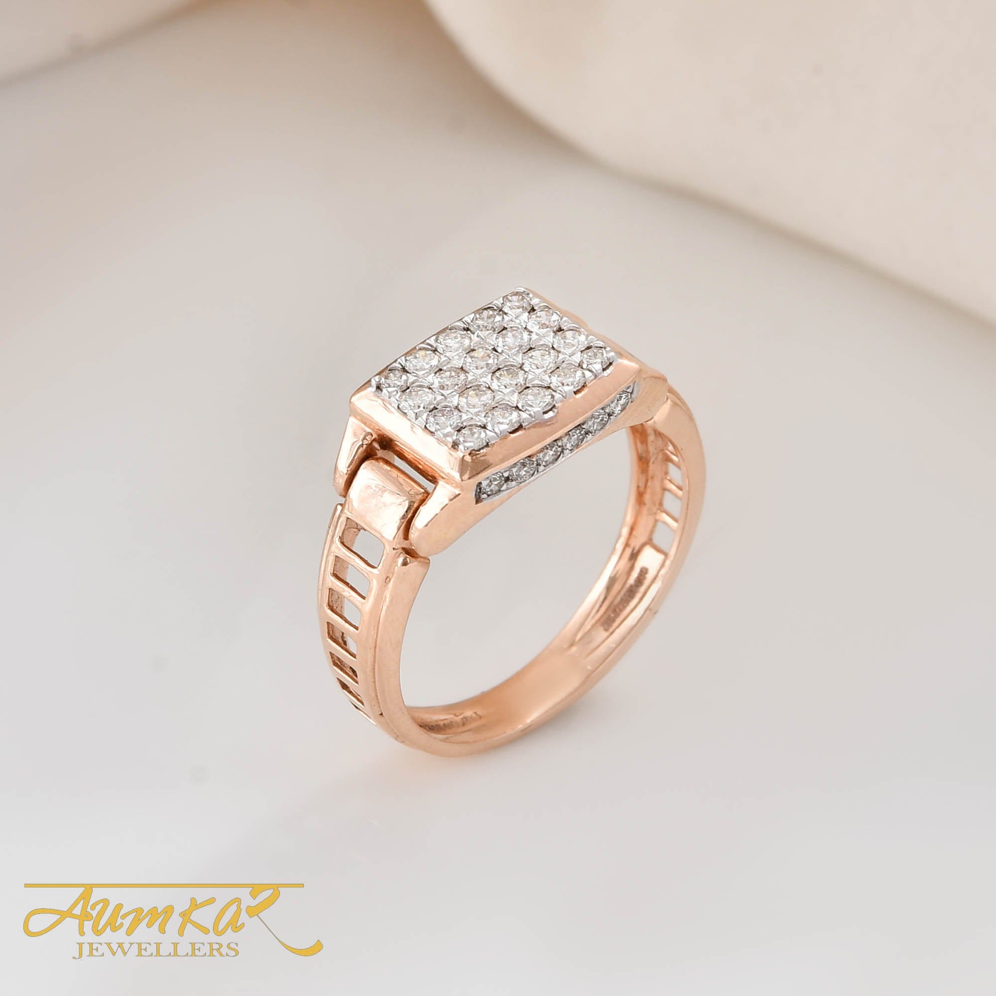 Men's Diamond Ring Rose Gold Wedding Band Statement Piece