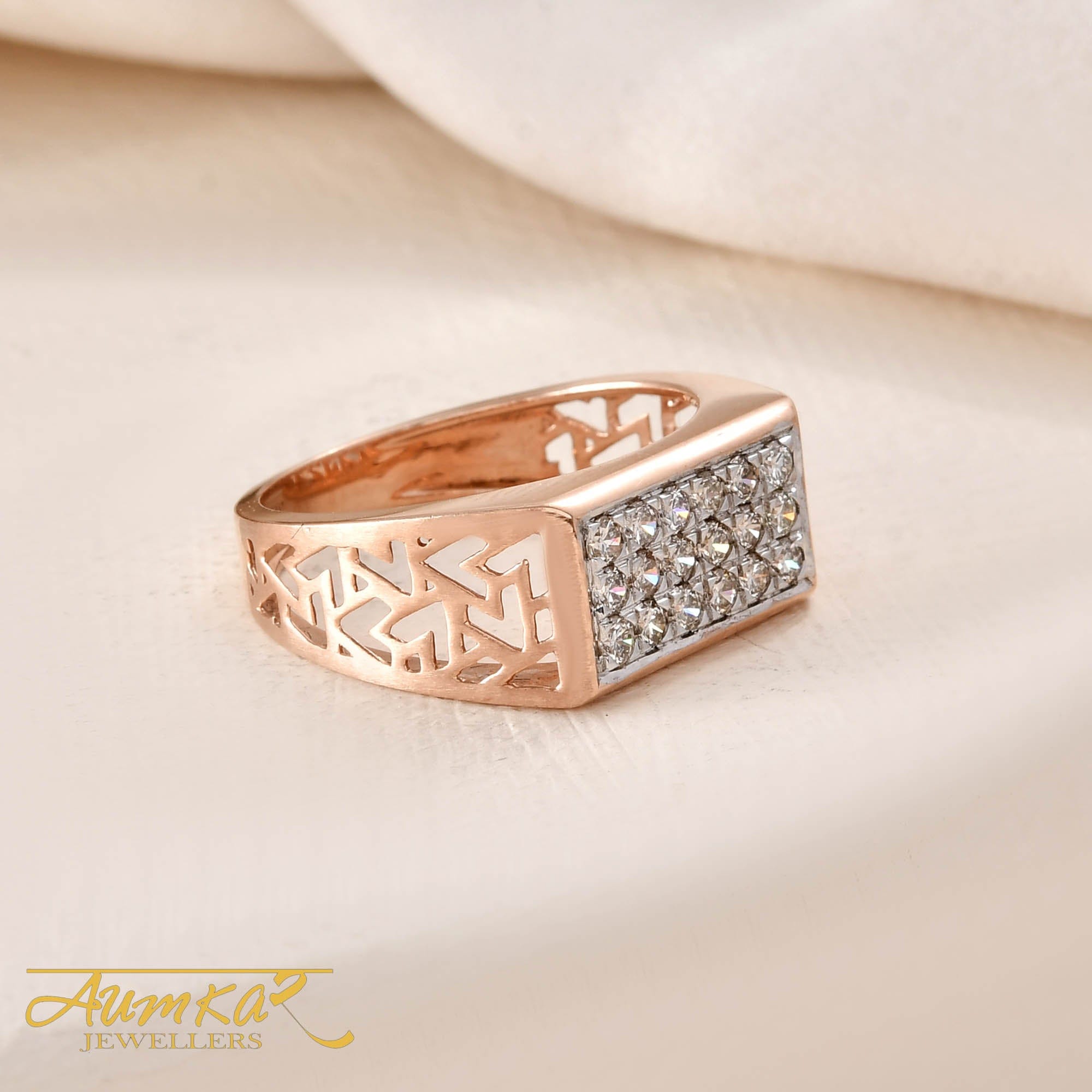 Men's Diamond Ring Rose Gold Wedding Band Engagement