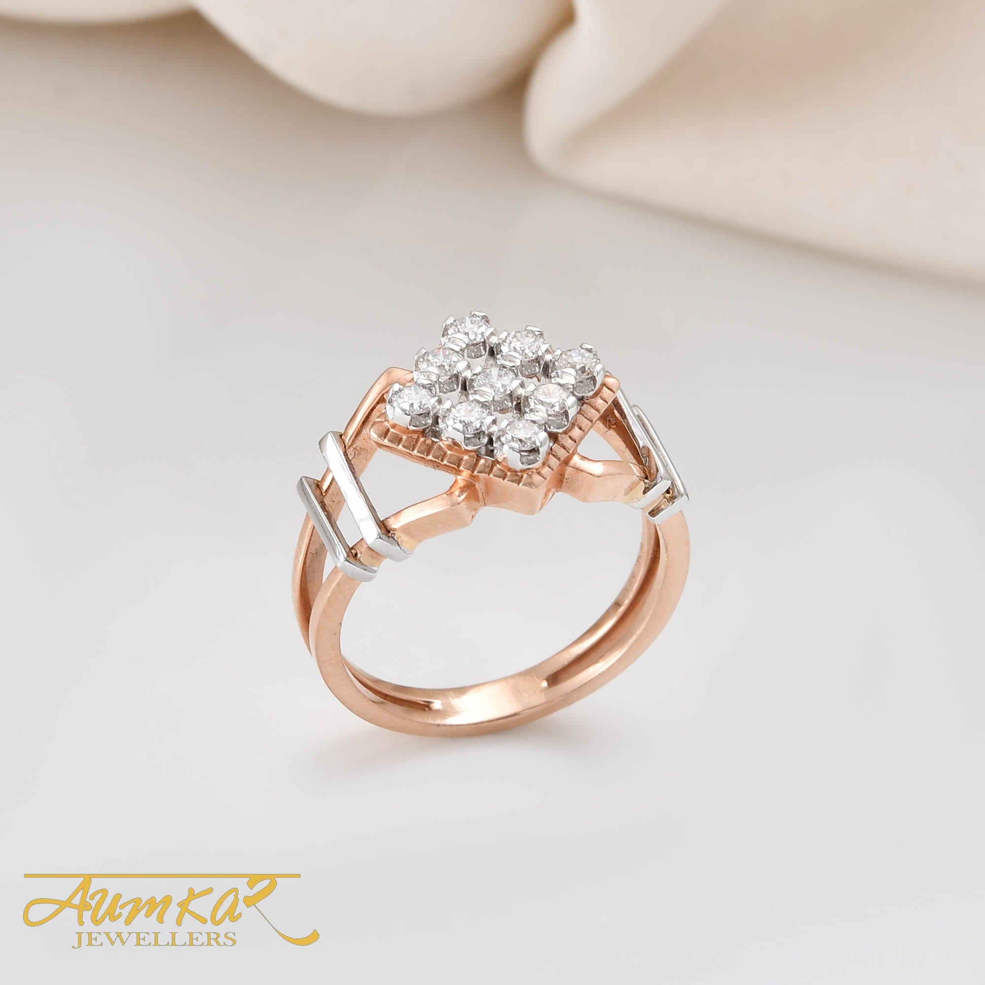 Rose Gold Diamond Cluster Ring For Men Engagement Wedding