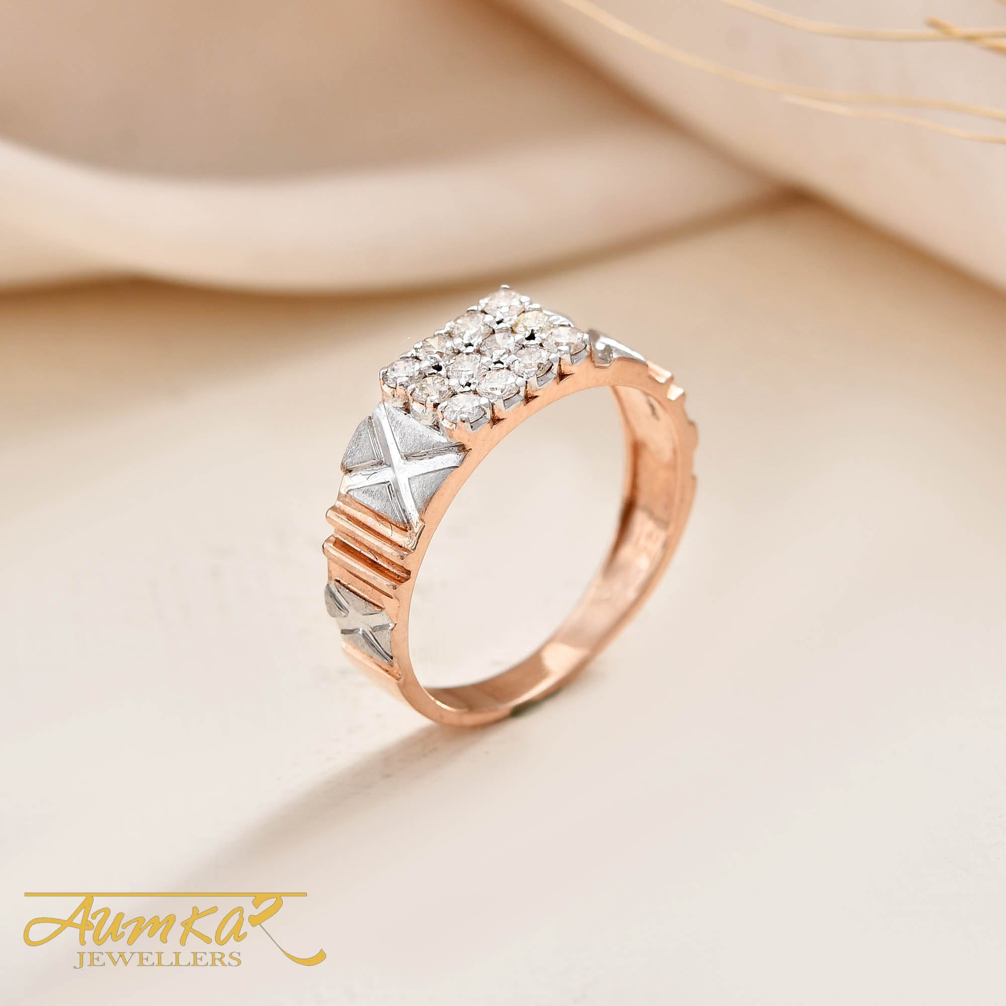 Men's Diamond Ring Rose Gold Two Tone Wedding Band