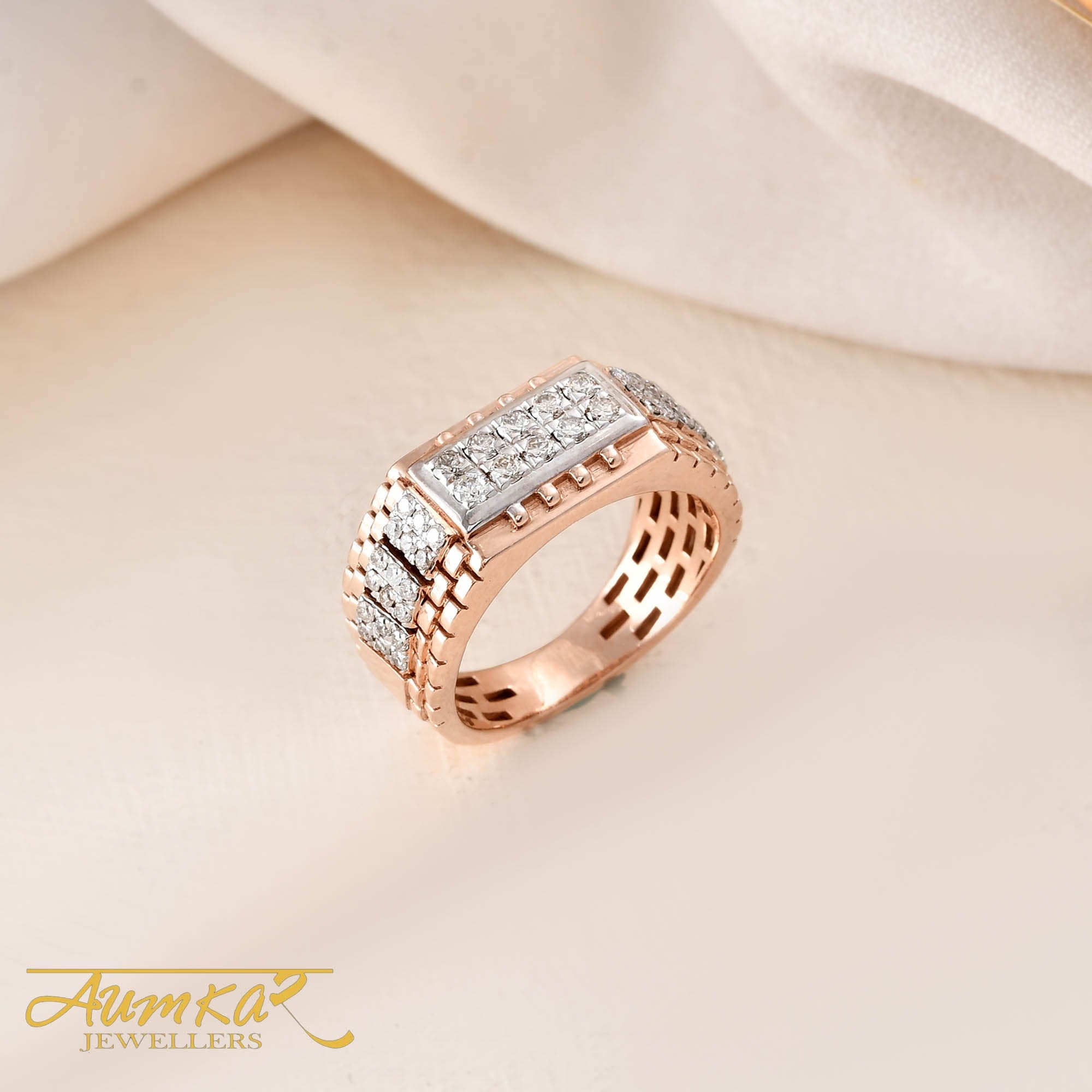 Men's Diamond Wedding Band Rose Gold Luxury Statement Ring