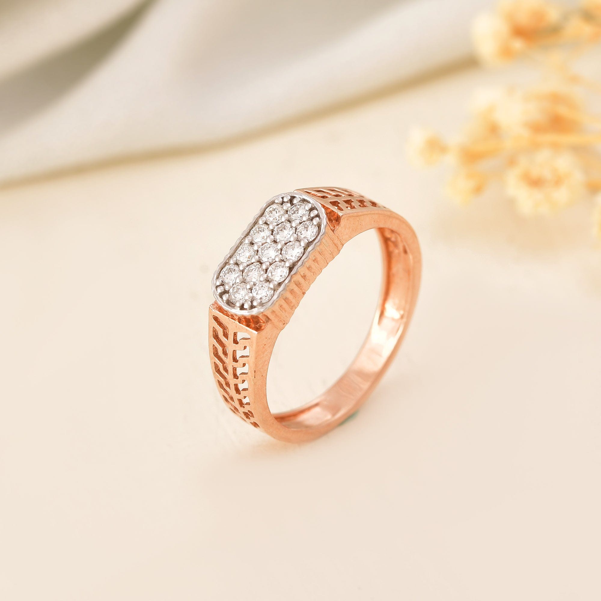 Men's Diamond Ring Rose Gold Wedding Band Gift