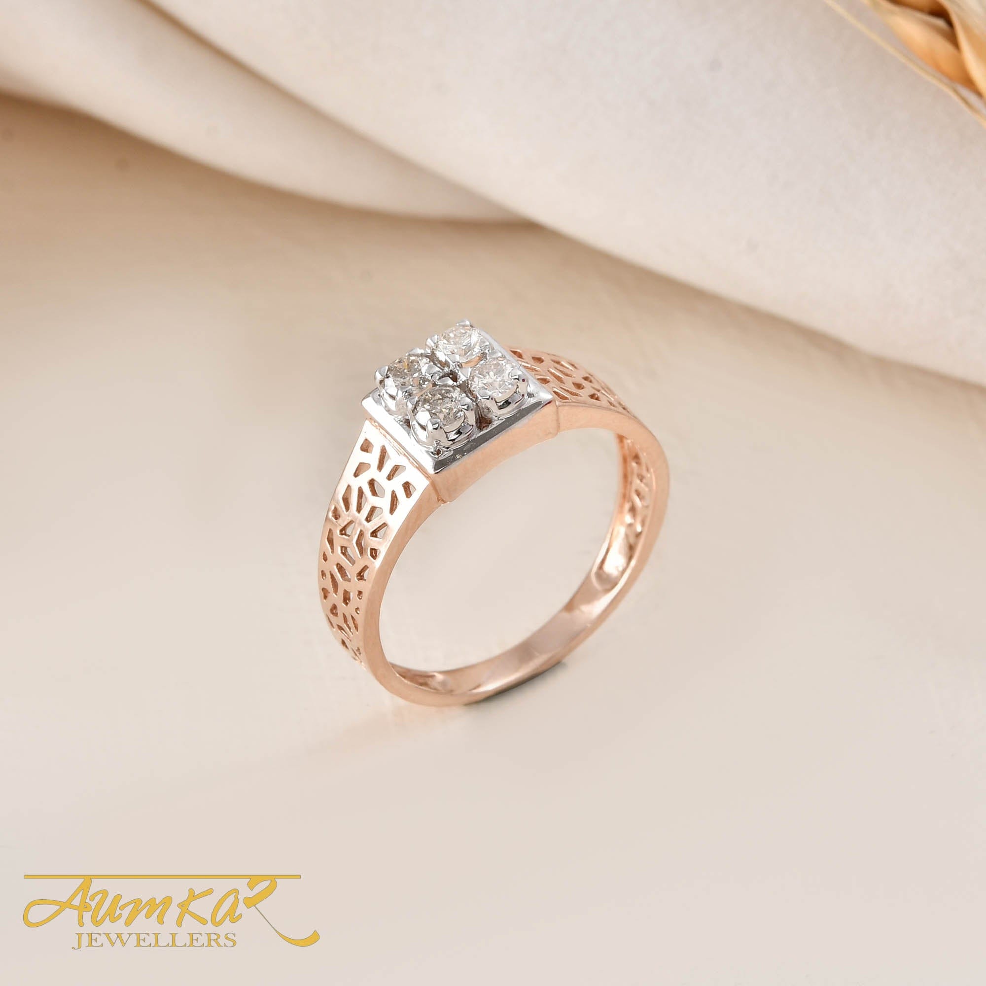 Rose Gold Diamond Ring For Men Wedding Band Gift