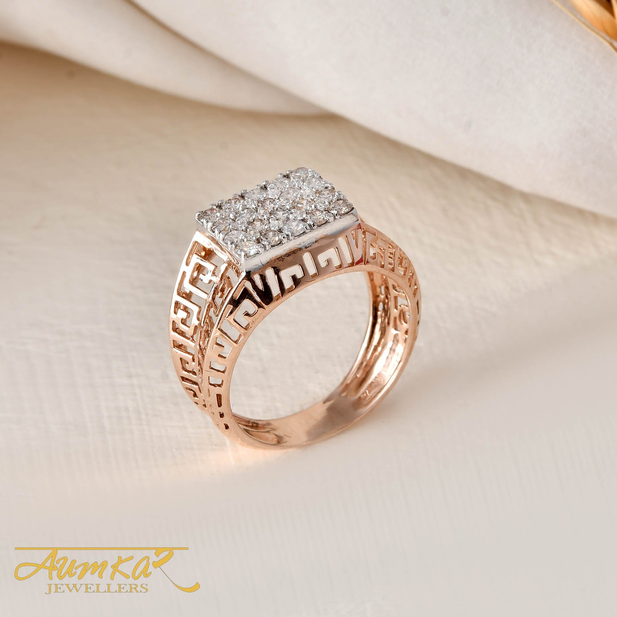 Men's Diamond Band Ring Greek Key Design Wedding Gift