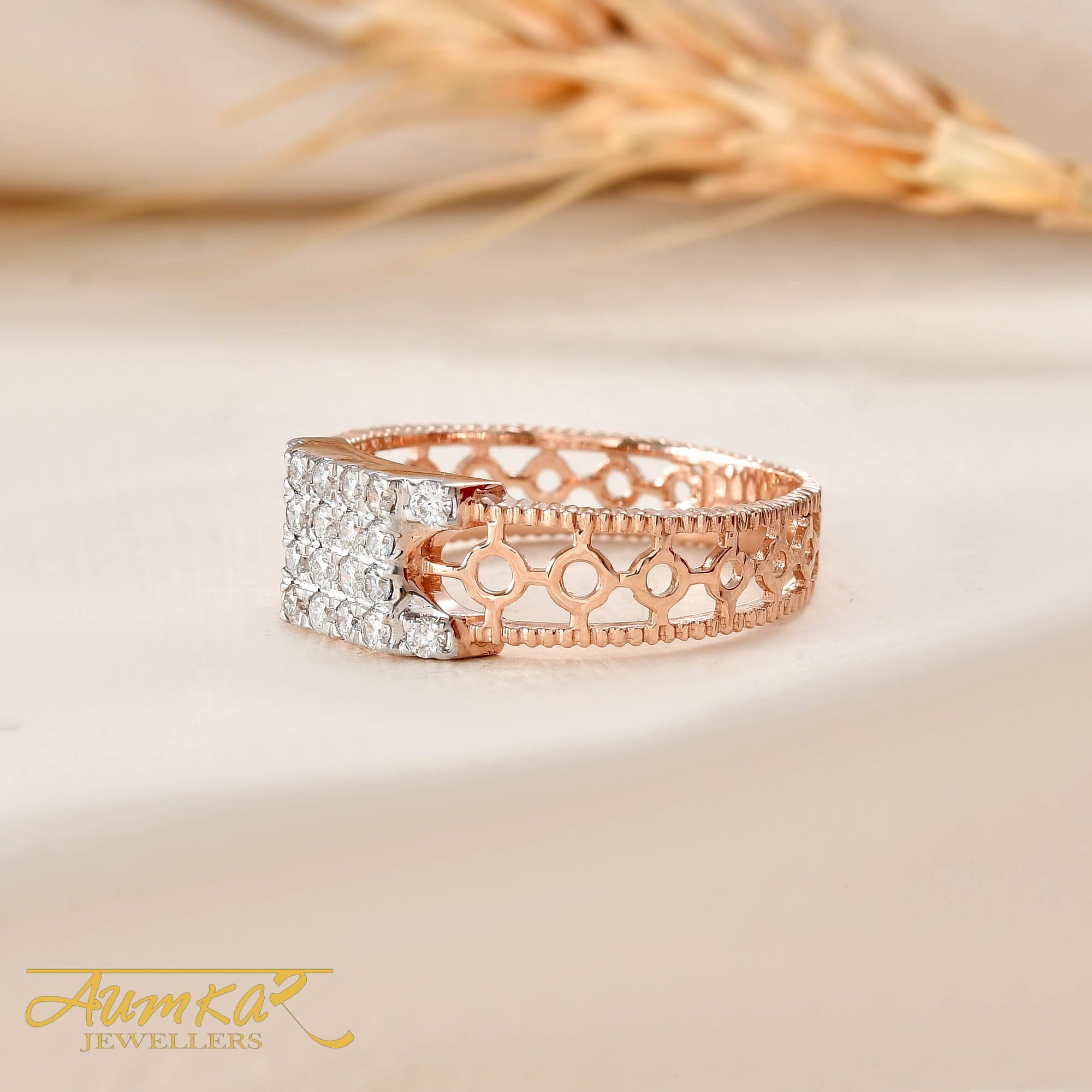 Men's Diamond Band Ring Rose Gold Wedding Gift Jewelry