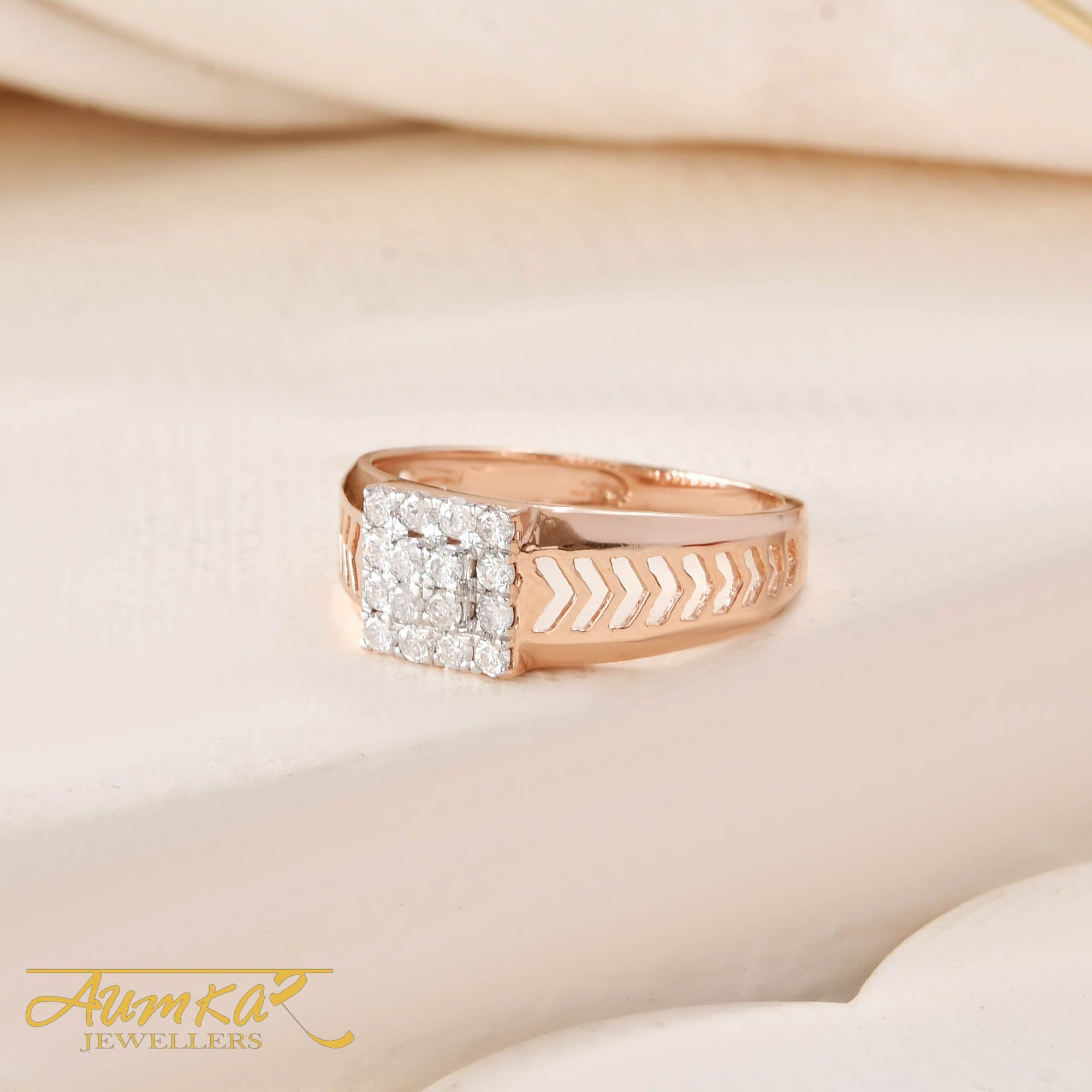 Men's Diamond Ring Rose Gold Wedding Band Engagement