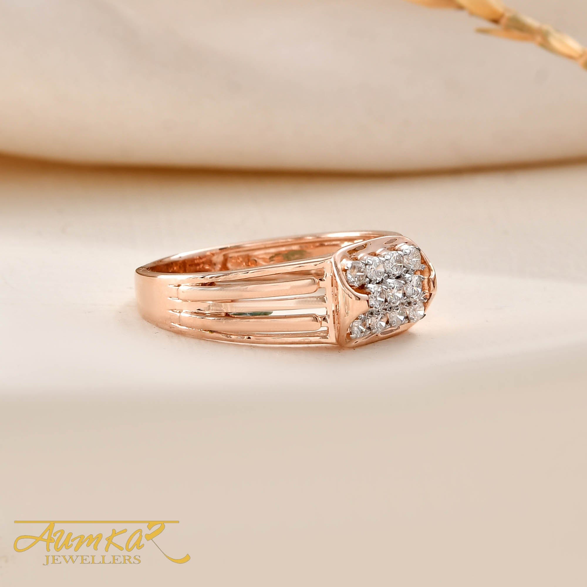 Rose Gold Diamond Ring For Men Elegant Wedding Band