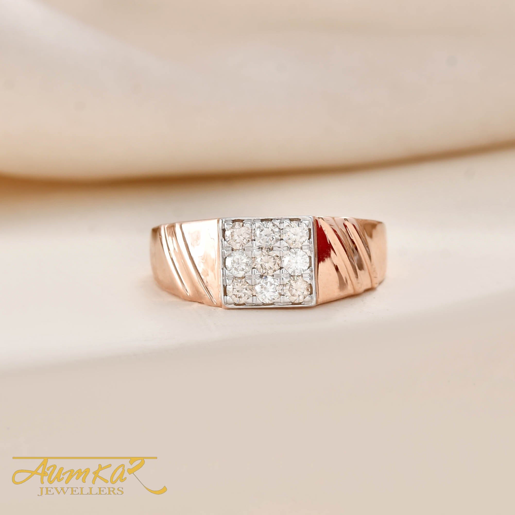 Men's Diamond Ring Rose Gold Wedding Band For Him