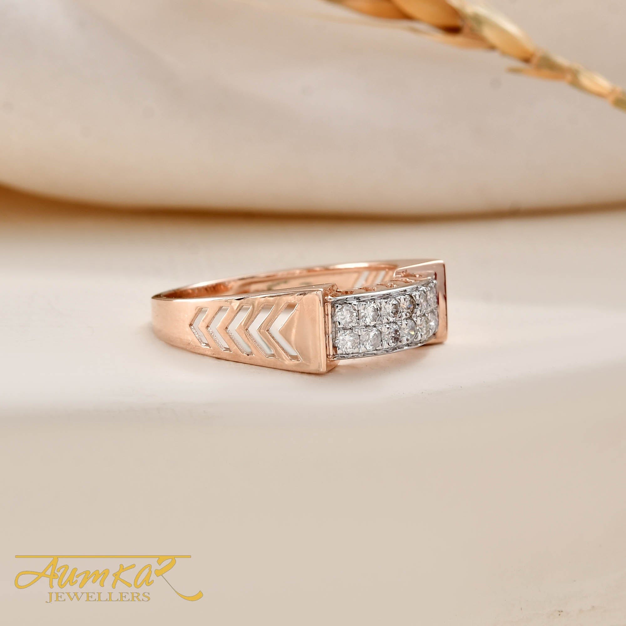 Men's Diamond Band Ring Rose Gold Wedding Engagement Gift