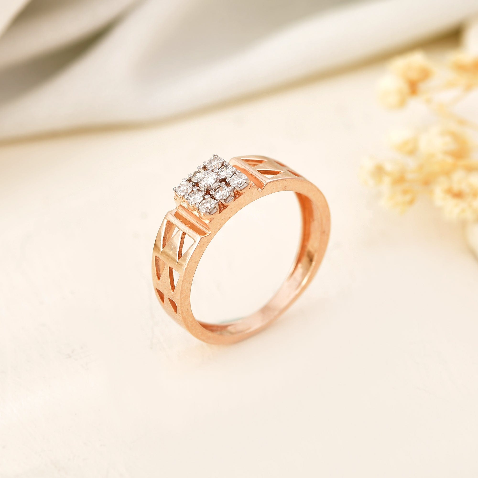 Men's Diamond Ring Rose Gold Wedding Band Custom Design