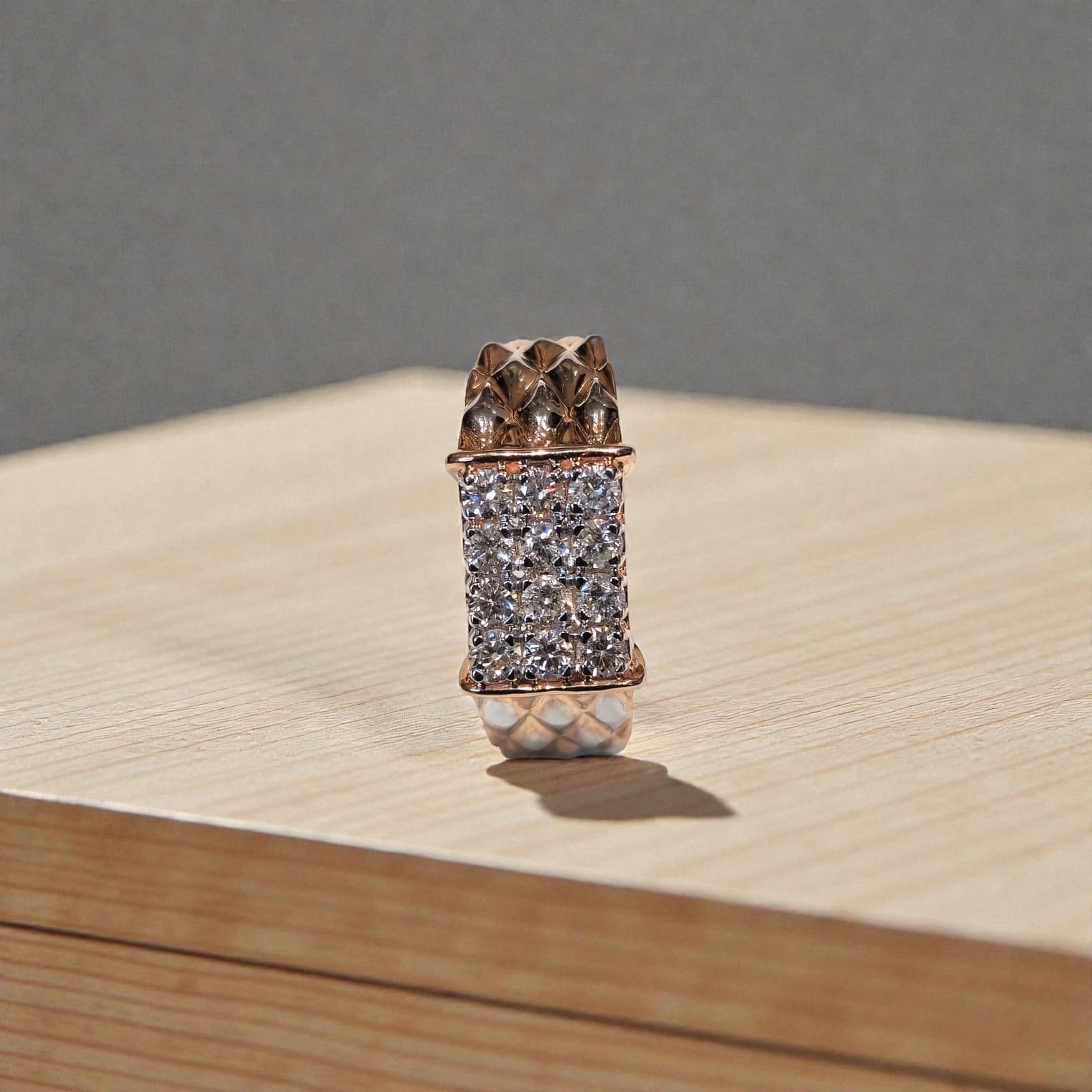 Mens Diamond Cluster Ring Quilted Band Fine Jewellery