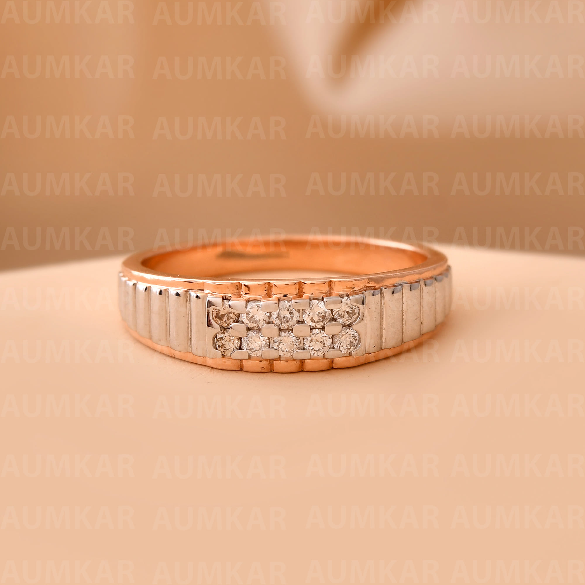 Mens Diamond Gold Band Ring Rolex Style Watch Link