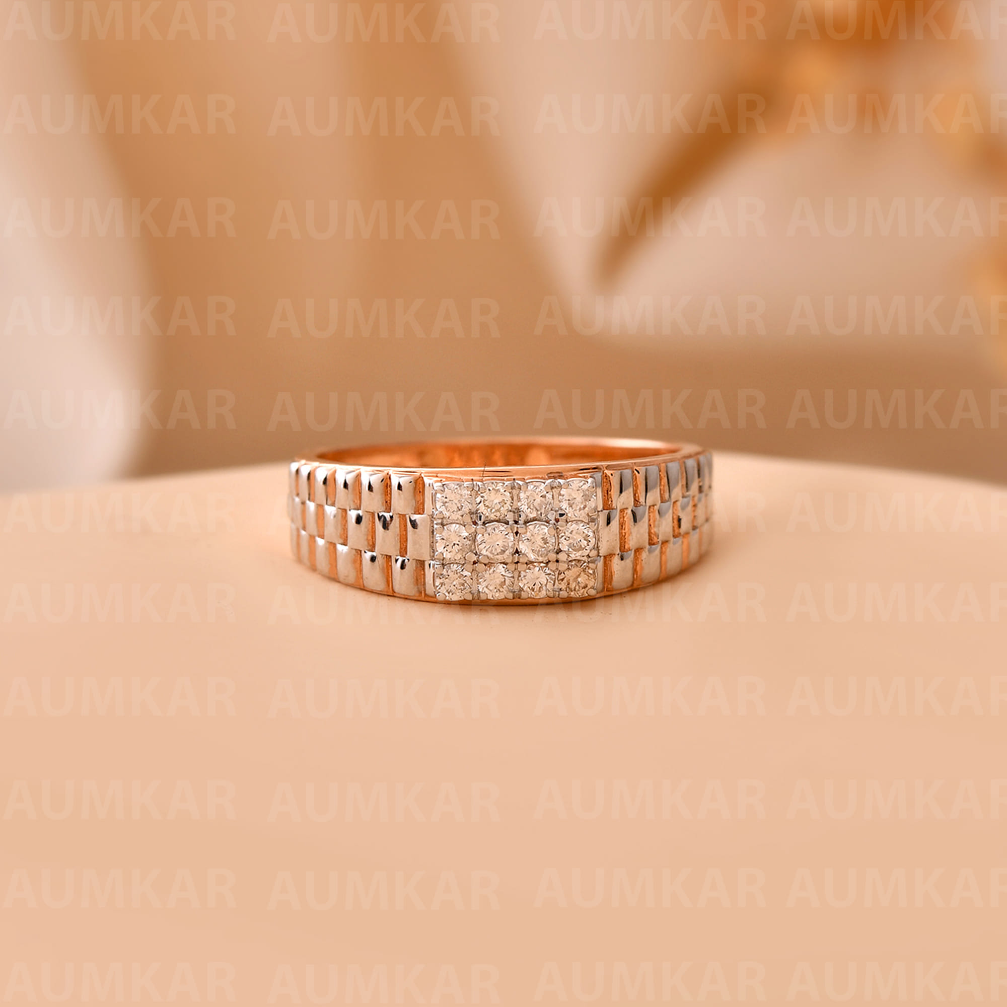 Mens Diamond Gold Ring Rolex Style Band Ring
