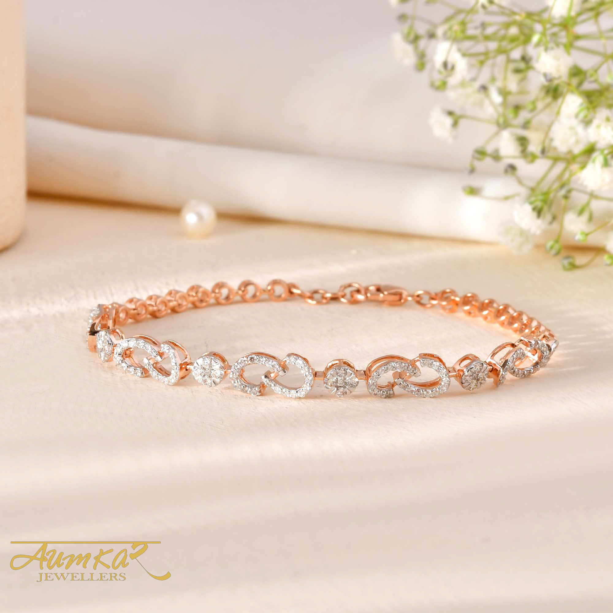 Women's Diamond Tennis Bracelet Infinity Link Design