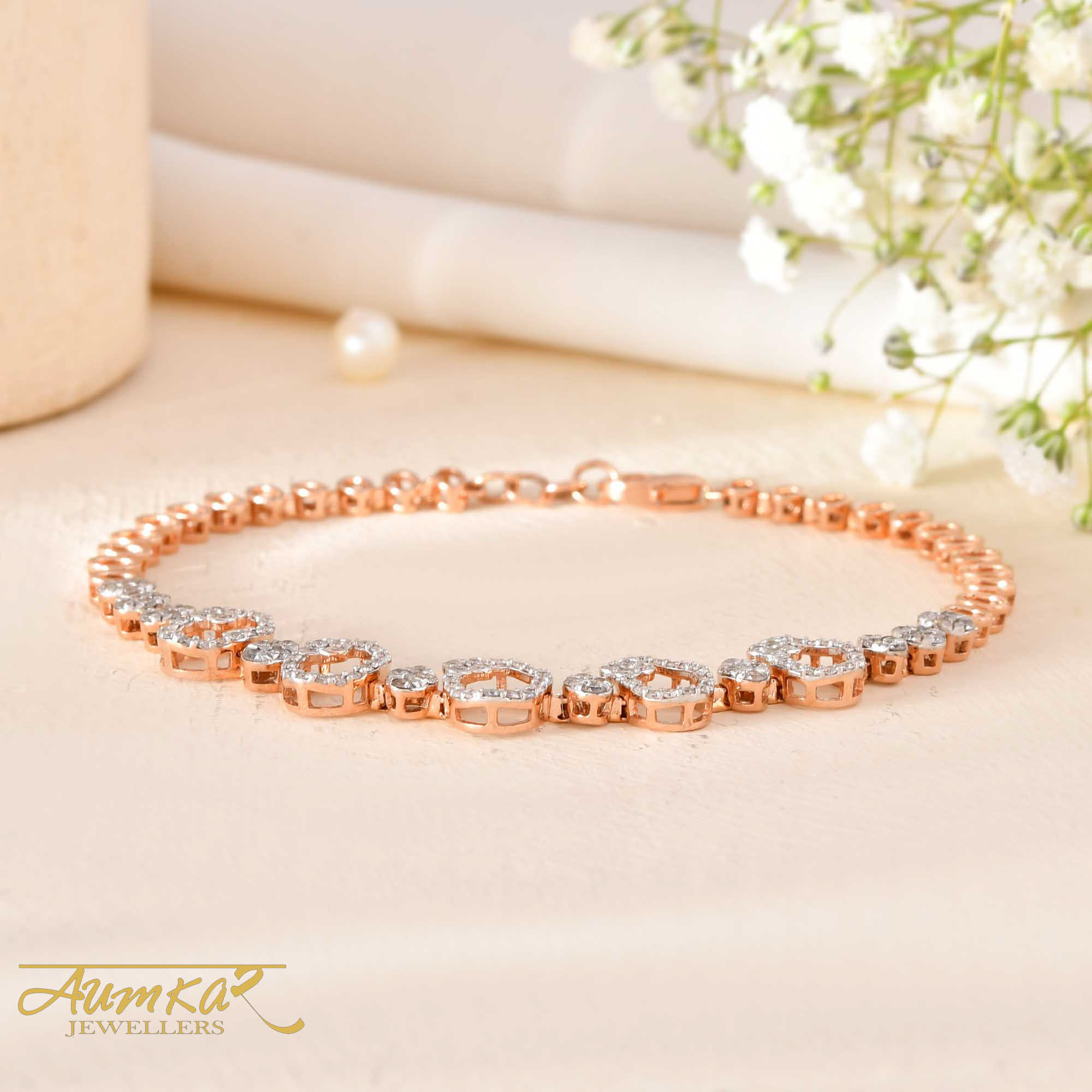 Women's Diamond Tennis Bracelet Rose Gold Luxury Gift