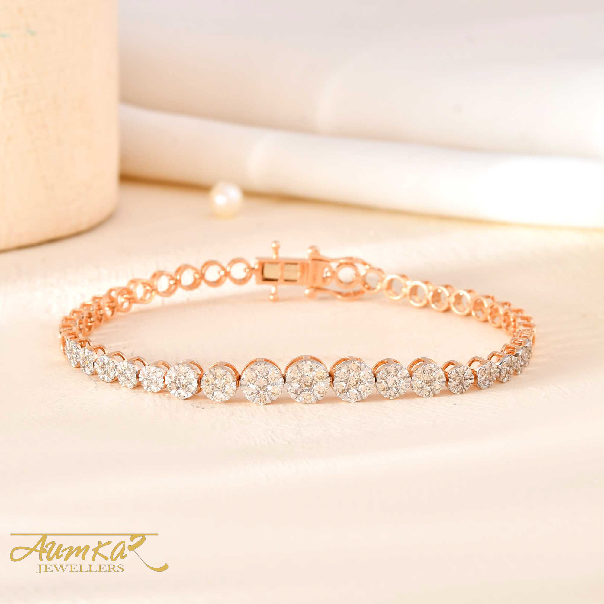 Women's Diamond Tennis Bracelet Rose Gold Luxury Design