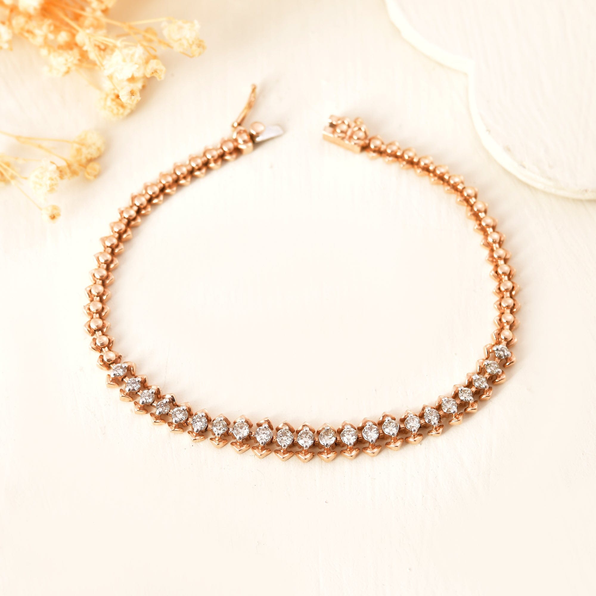 Women's Diamond Tennis Bracelet Rose Gold Luxury Gift