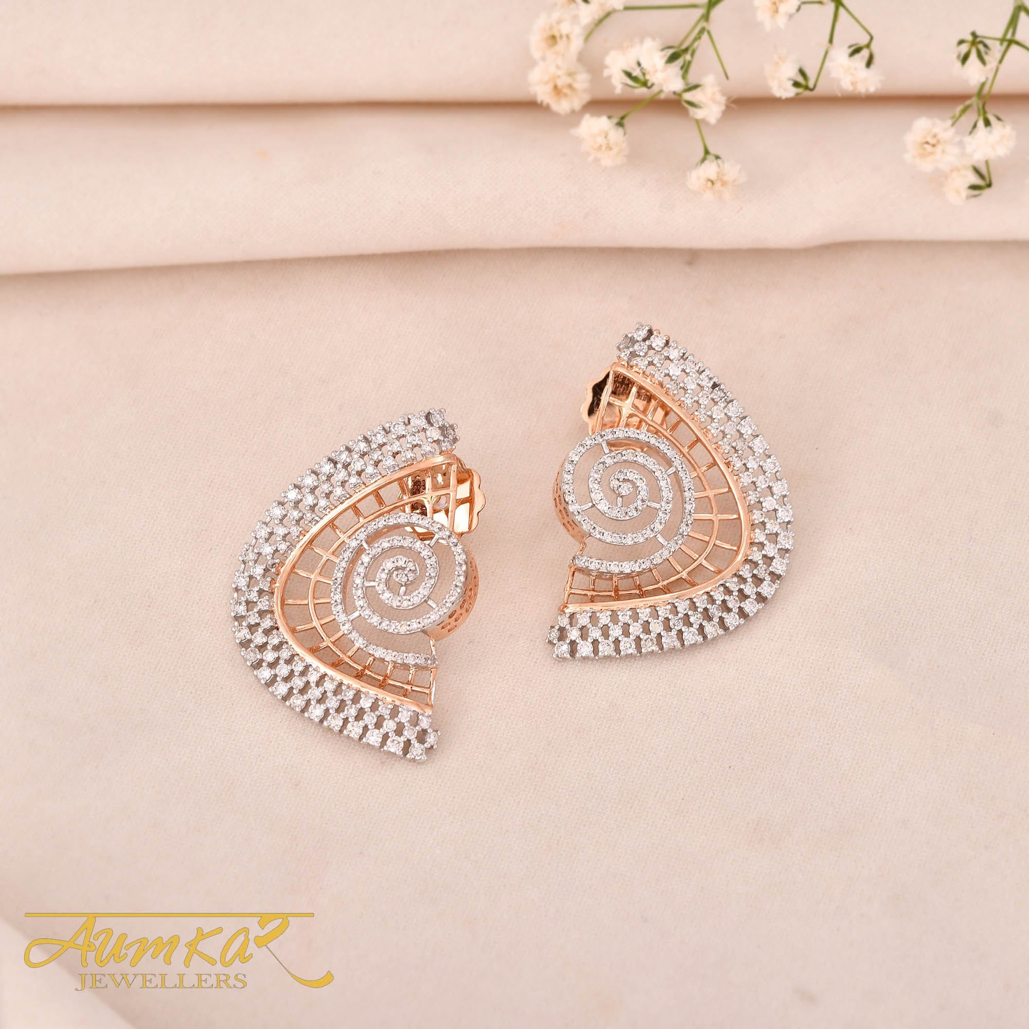 Diamond Spiral Earrings Women's Luxury Statement Danglers