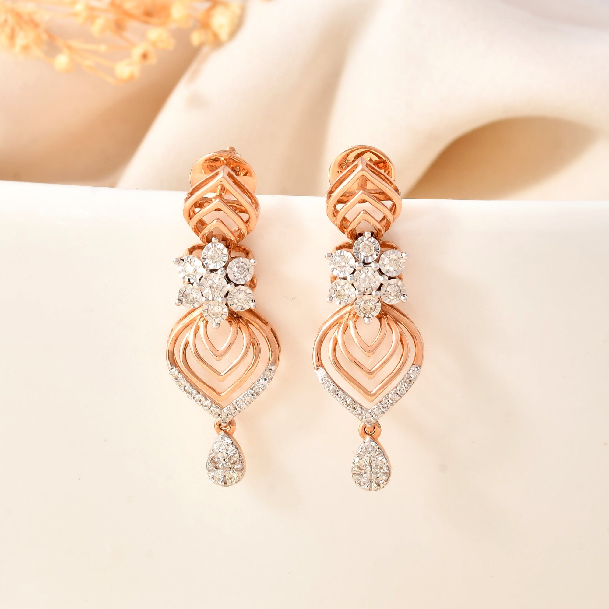 Diamond Drop Earrings Women's Statement Wedding Jewelry