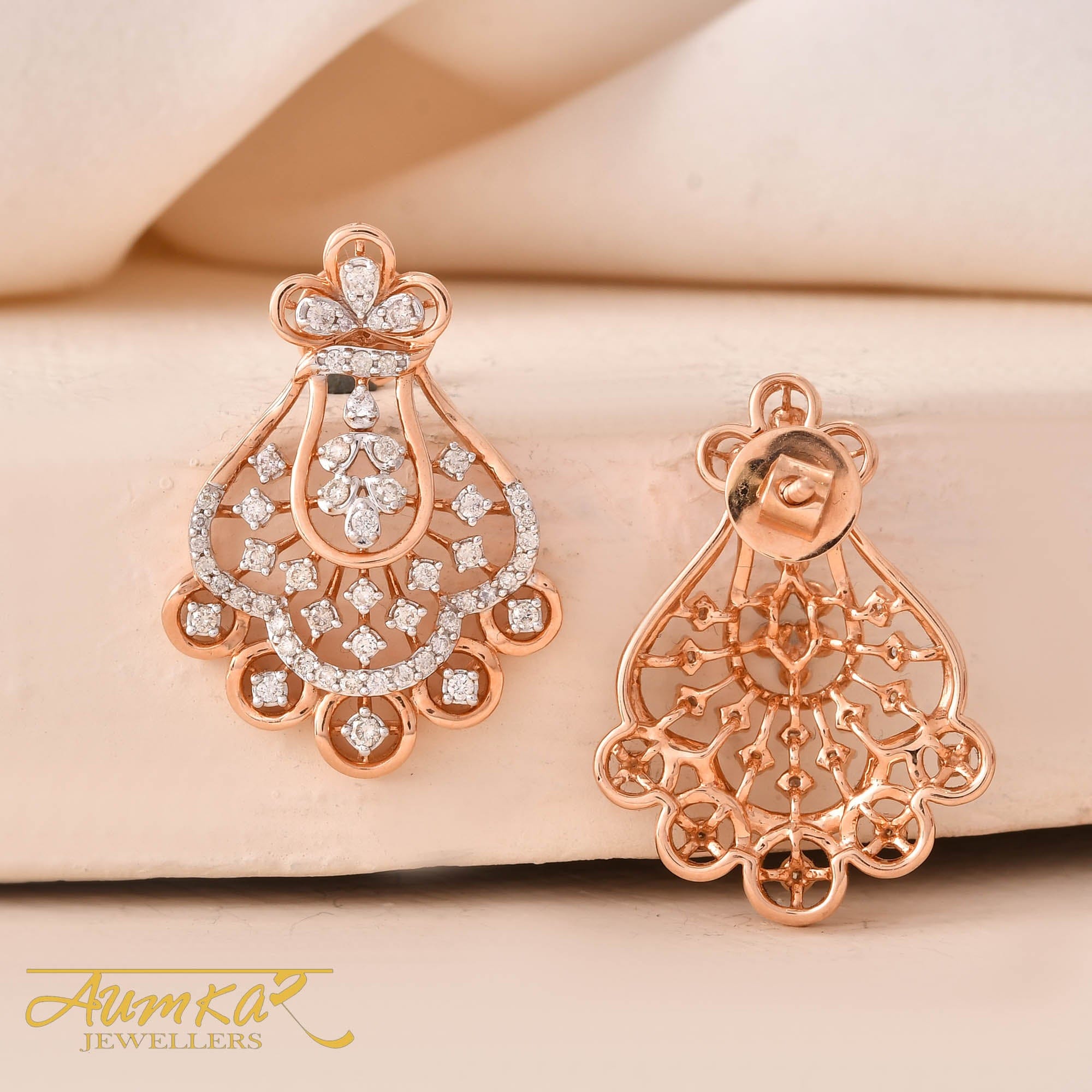 Diamond Chandelier Earrings Rose Gold Dangler Wedding Jewelry