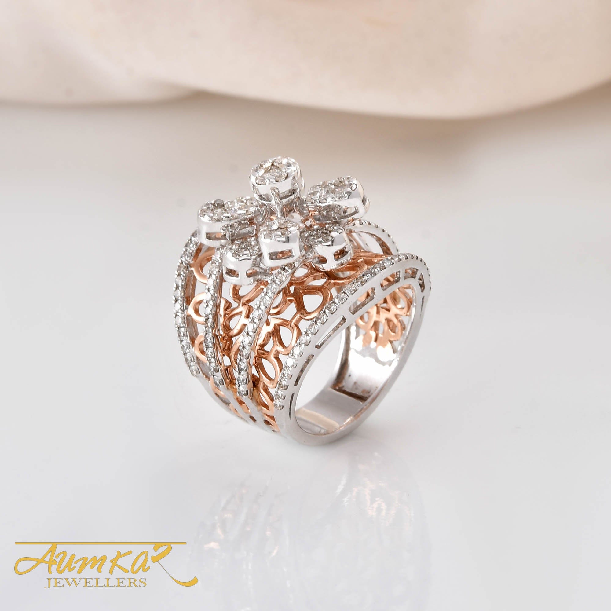 Floral Diamond Cocktail Ring For Women Wedding Jewelry