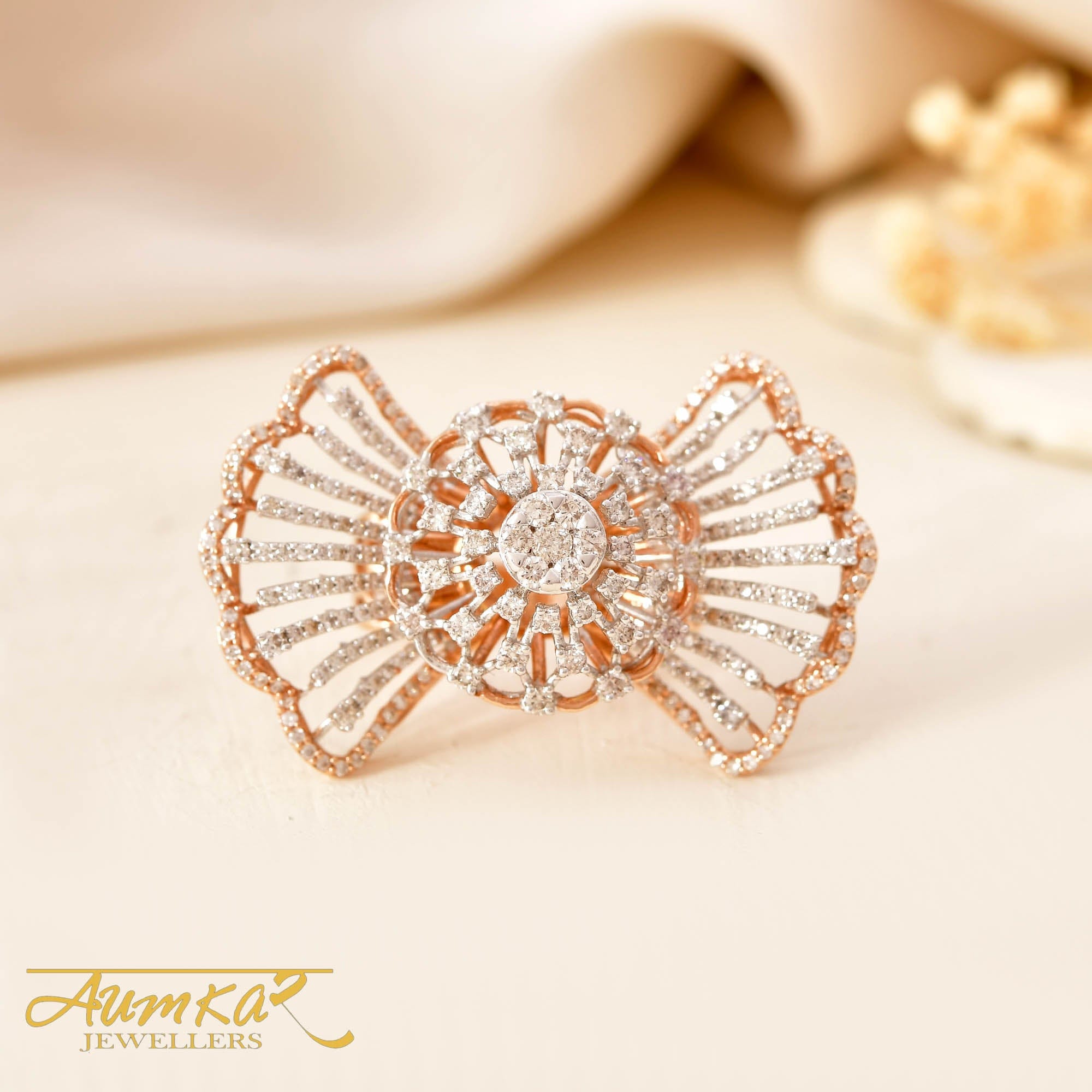 Diamond Bow Cocktail Ring For Women Wedding Jewelry