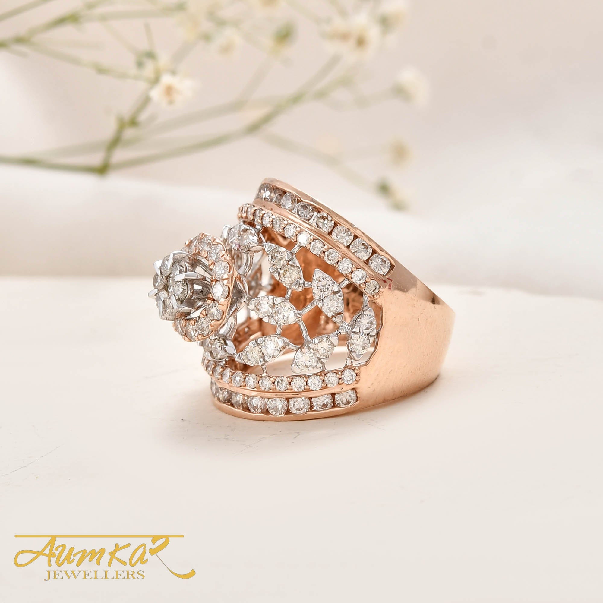 Women's Diamond Cocktail Ring Luxury Statement Wedding Band