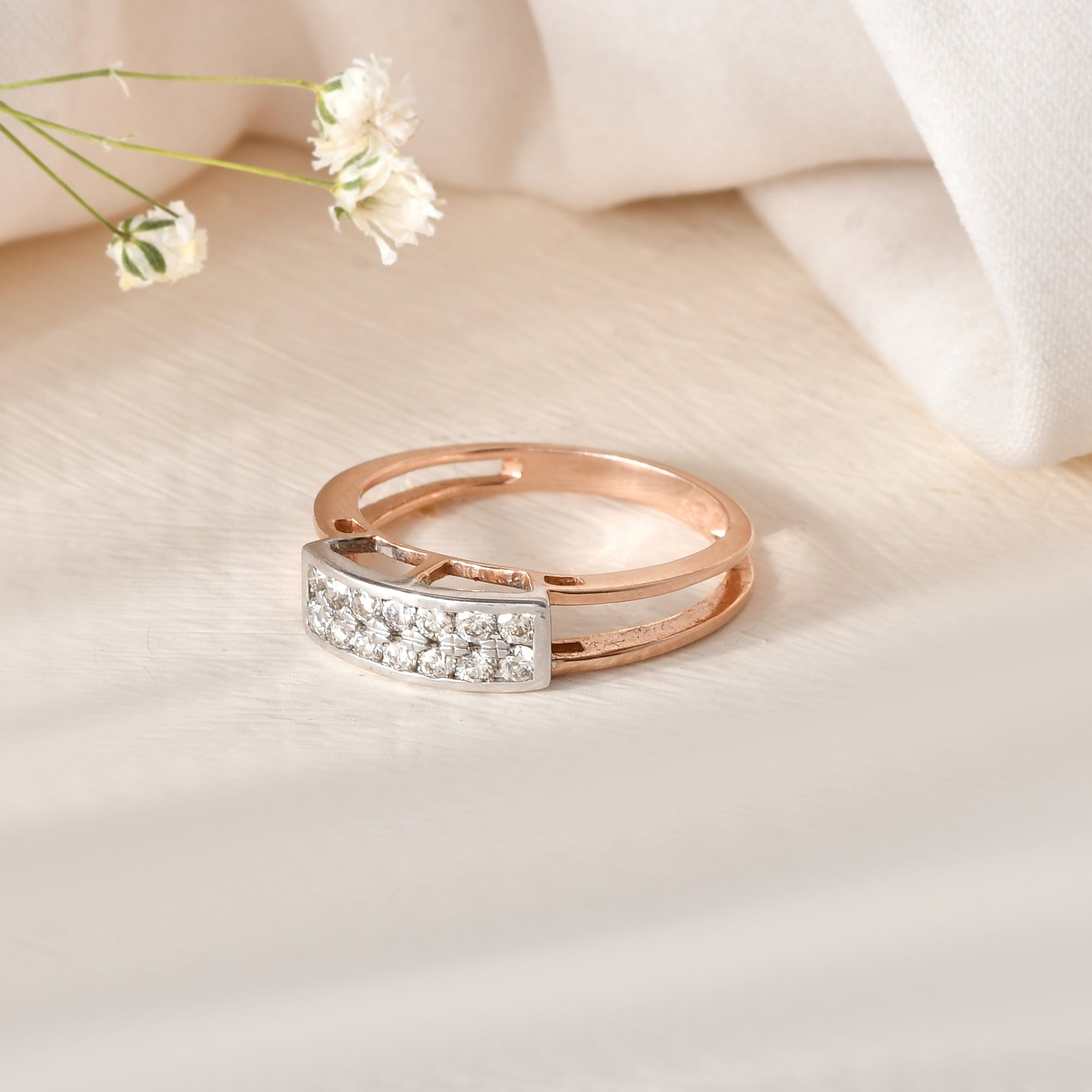 Women's Diamond Band Ring Rose Gold Engagement Gift