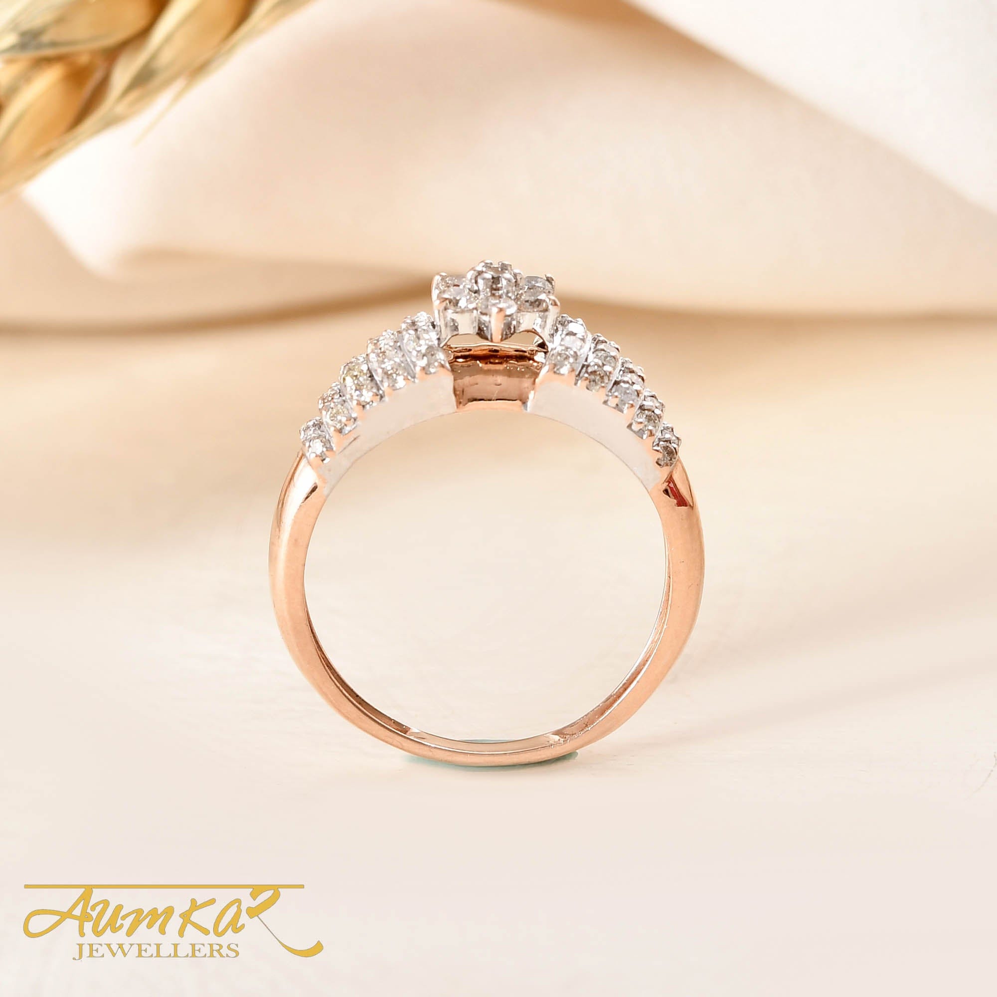 Floral Diamond Cluster Ring Women's Engagement Wedding Band