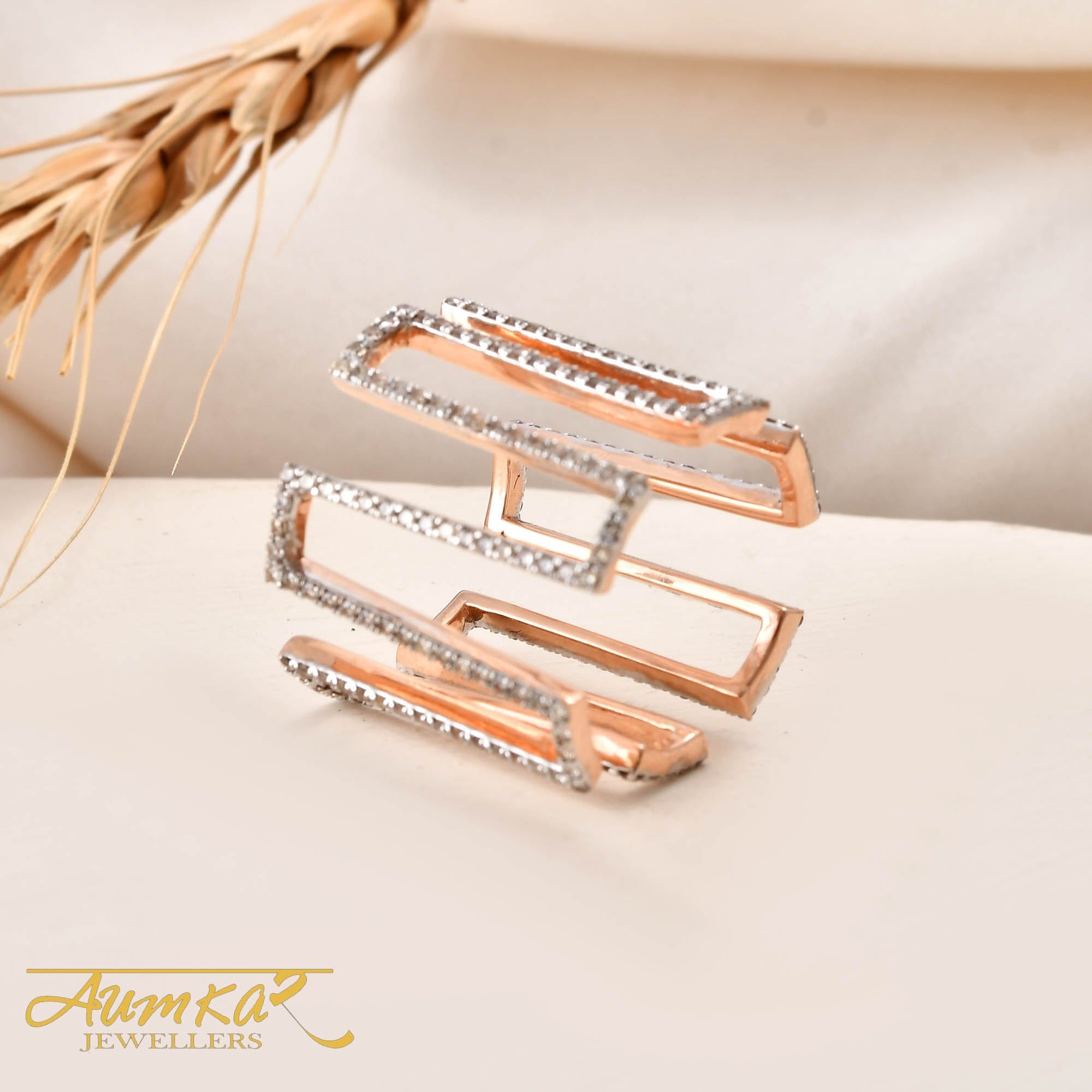 Geometric Diamond Cocktail Ring For Women Wedding Band