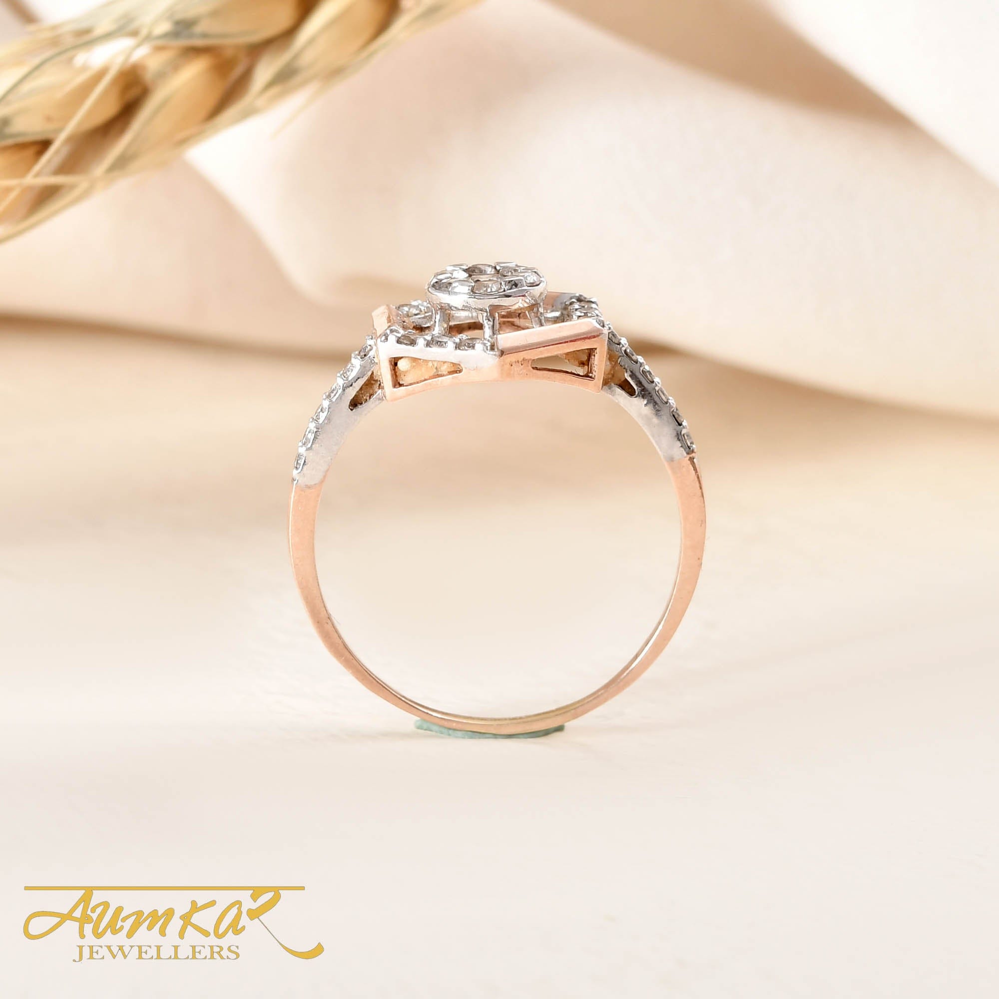 Hexagon Diamond Halo Engagement Ring For Women