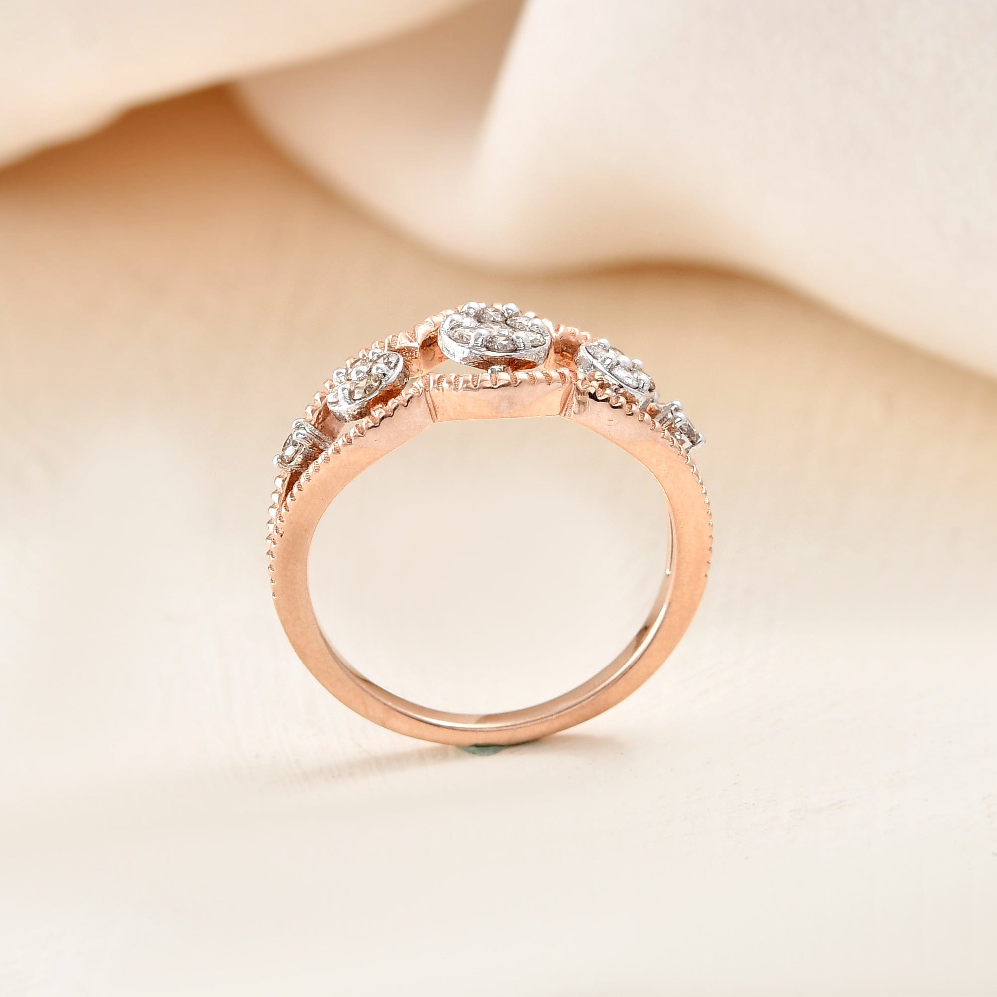 Rose Gold Diamond Ring For Women Wedding Engagement Gift