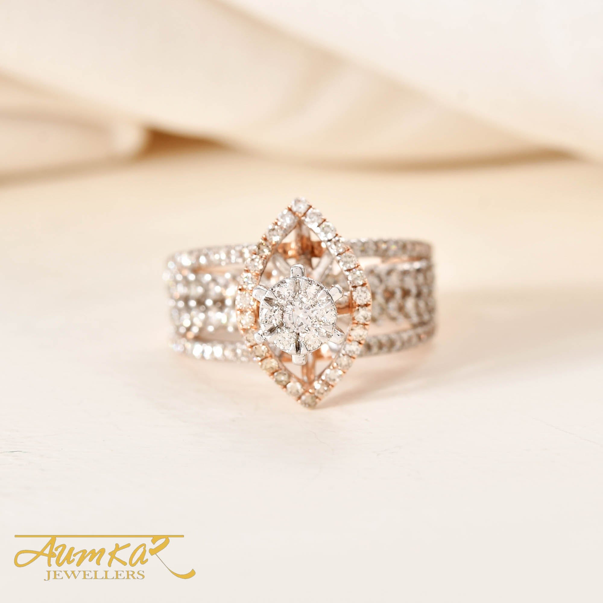 Rose Gold Diamond Engagement Ring For Women Unique Design