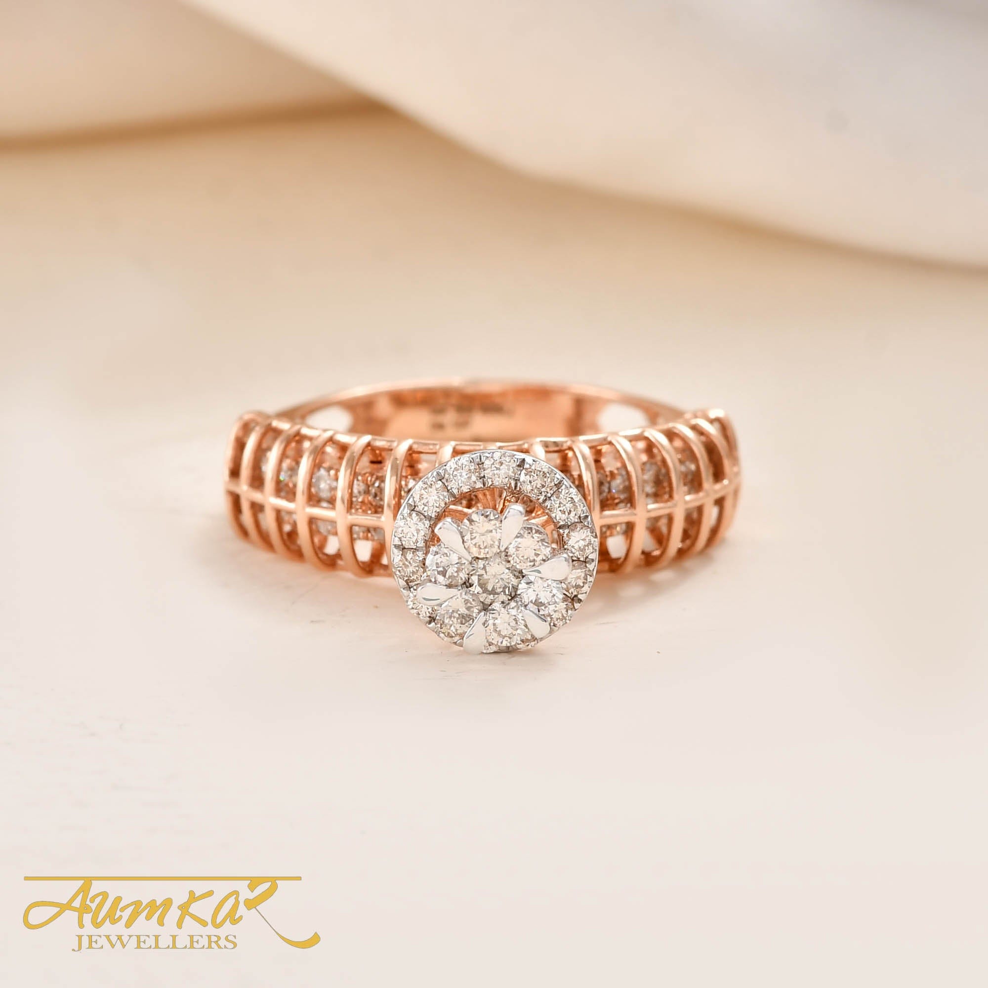 Floral Diamond Halo Engagement Ring For Women