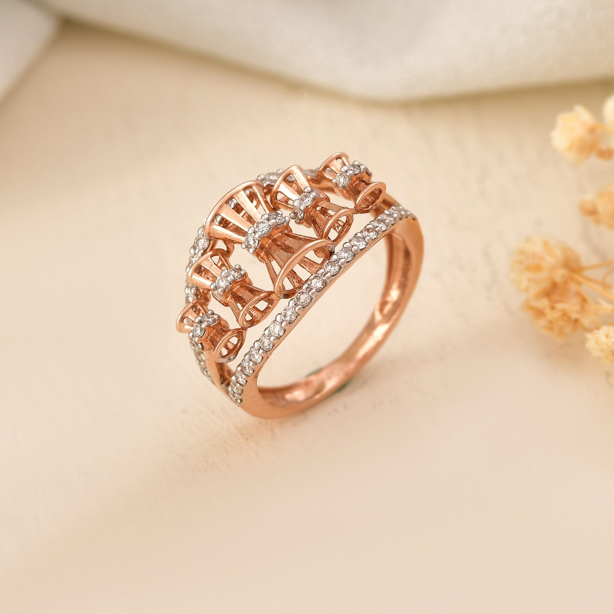 Rose Gold Diamond Ring For Women Engagement Wedding Band