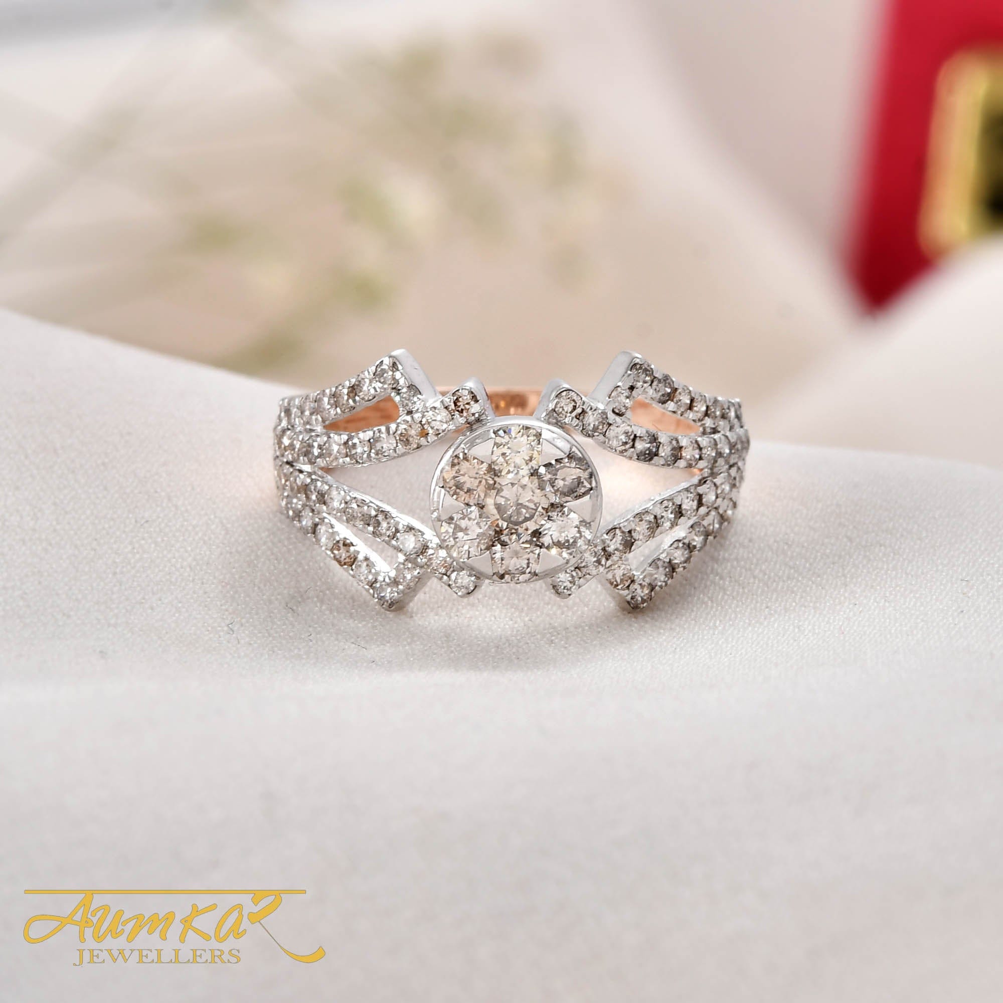 Diamond Cluster Ring Women's Engagement Wedding Band