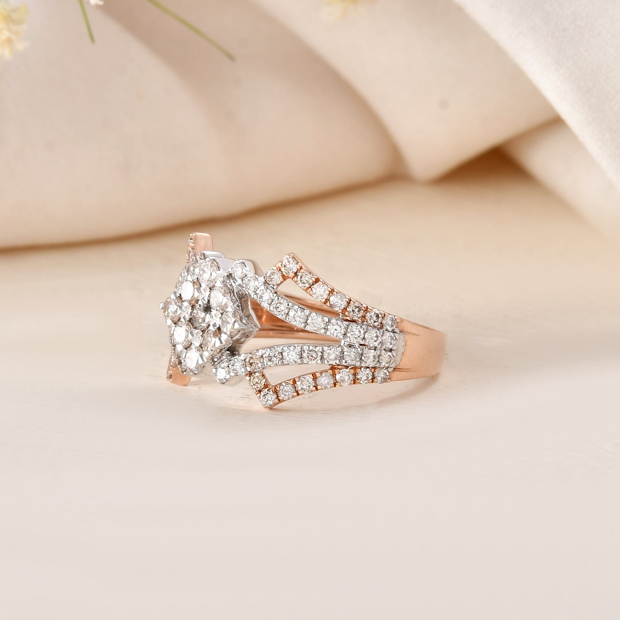 Diamond Cluster Engagement Ring For Women Wedding Band