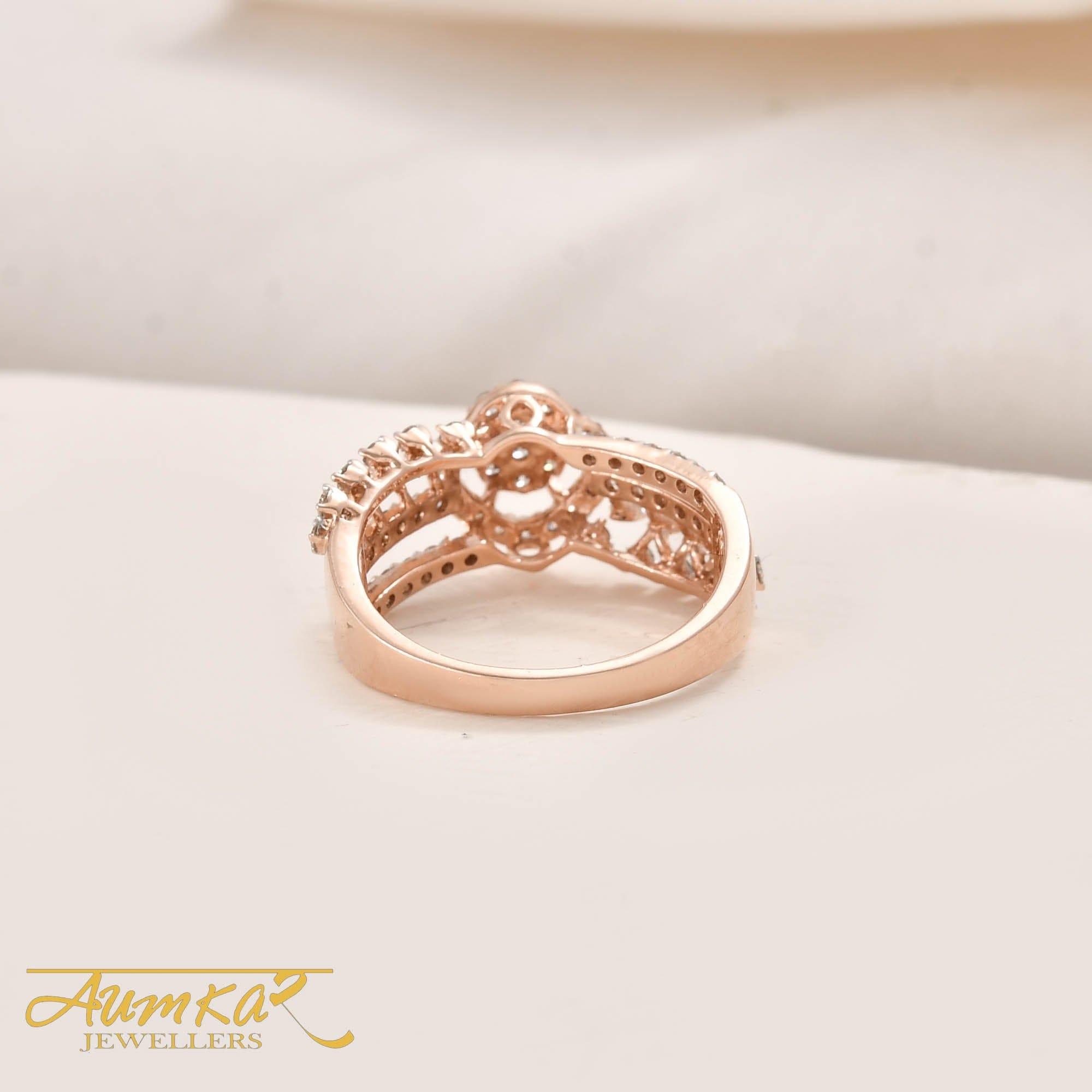 Women's Diamond Engagement Ring Rose Gold Wedding Band