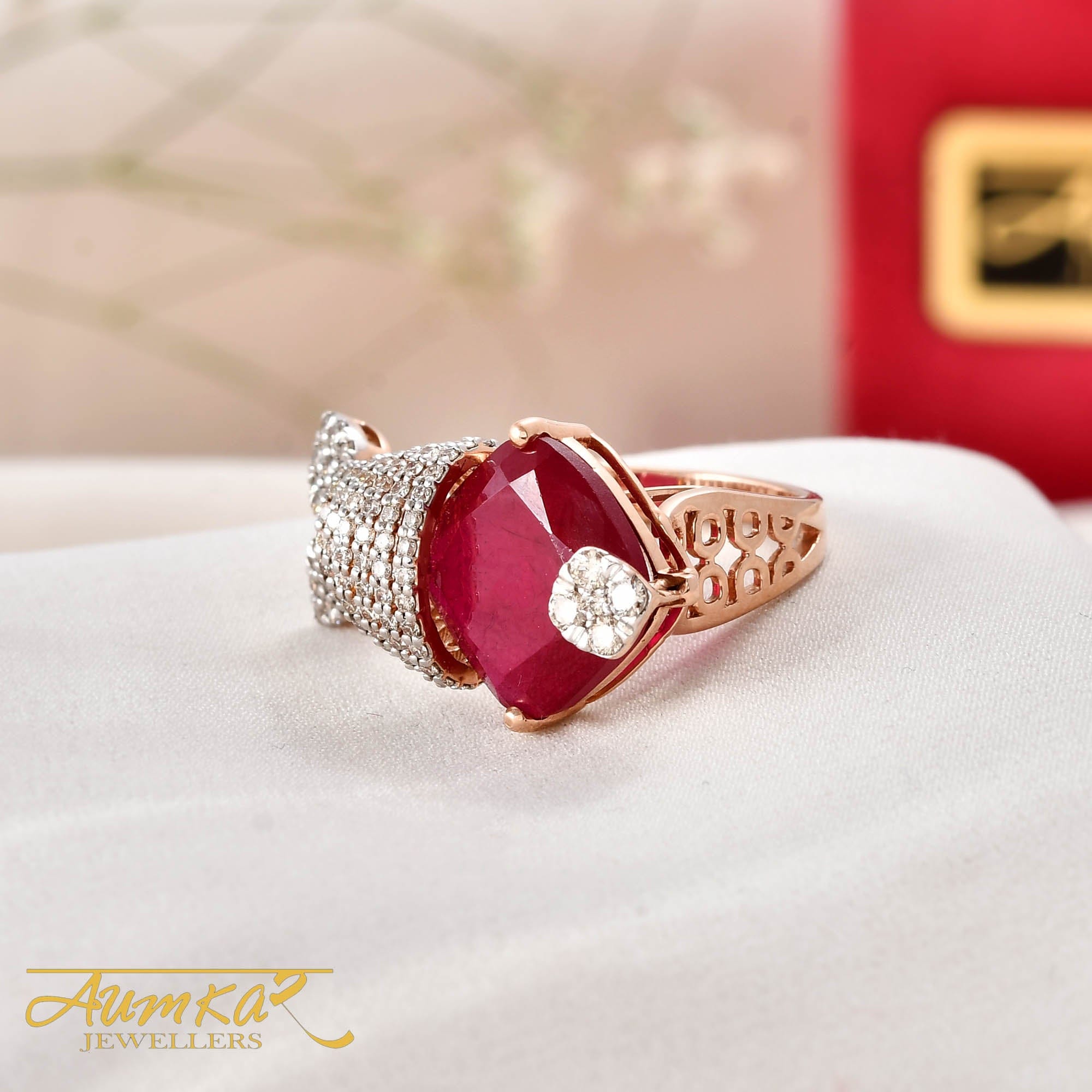 Red Stone Cocktail Ring For Women Wedding Jewelry