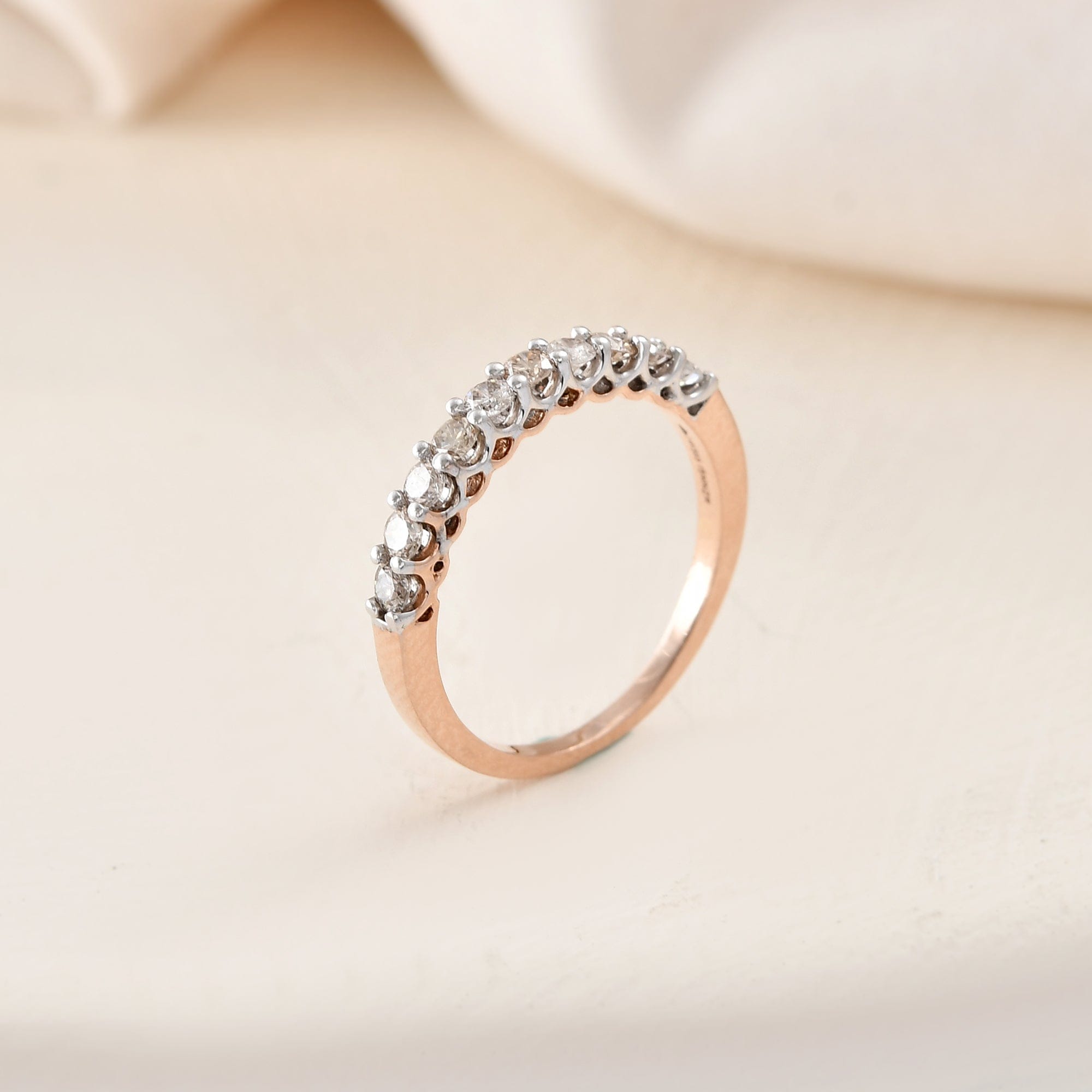 Natural Diamond Half Eternity Band Ring For Women