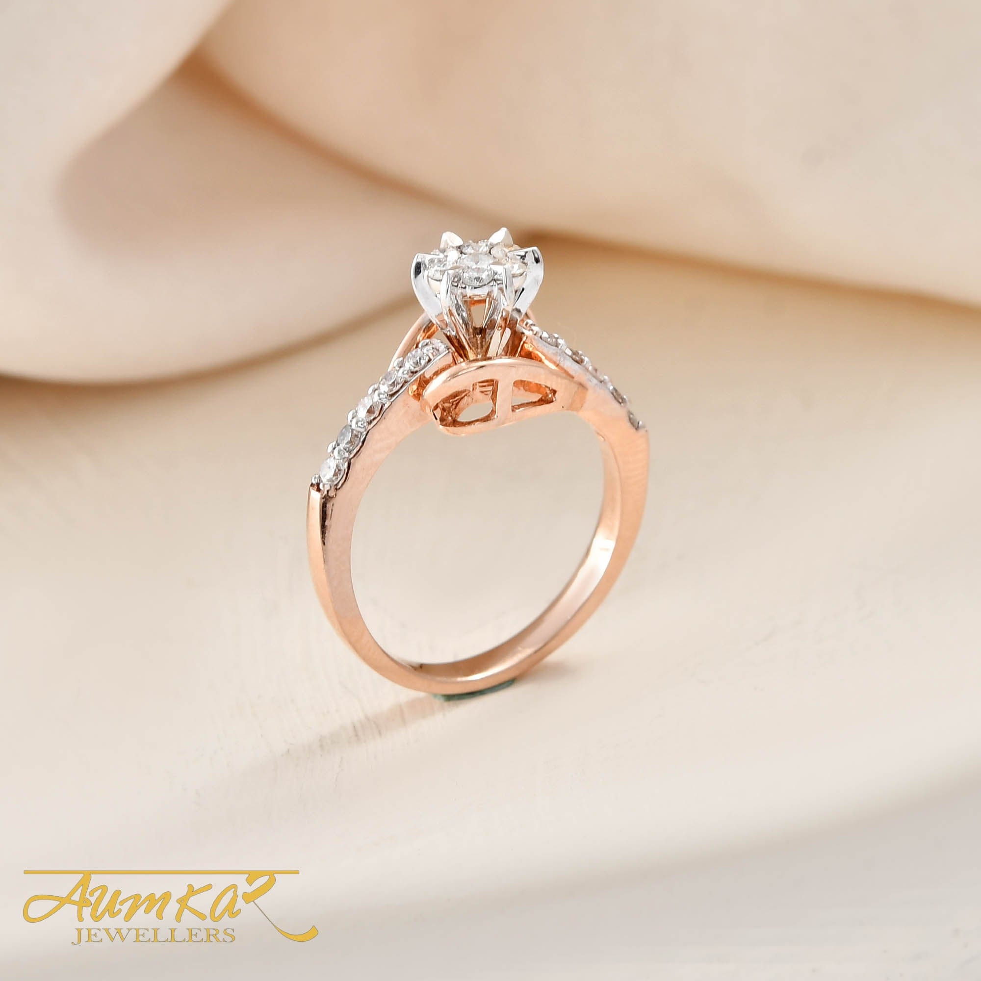 Diamond Flower Engagement Ring For Women Rose Gold Design