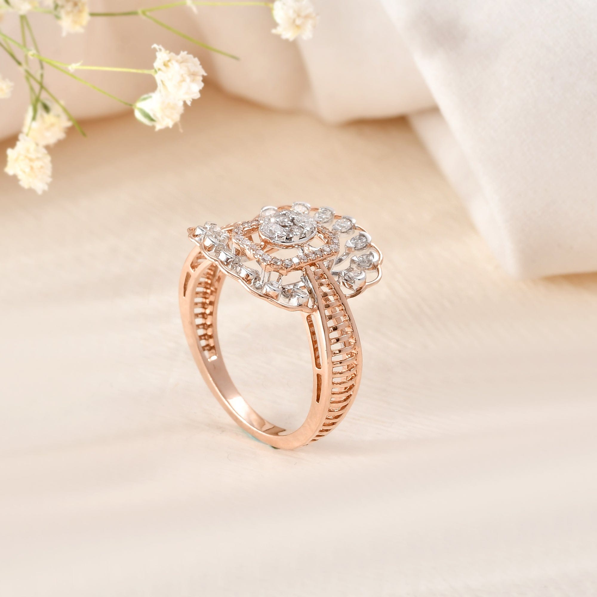 Women's Diamond Ring Vintage Style Engagement Wedding Band