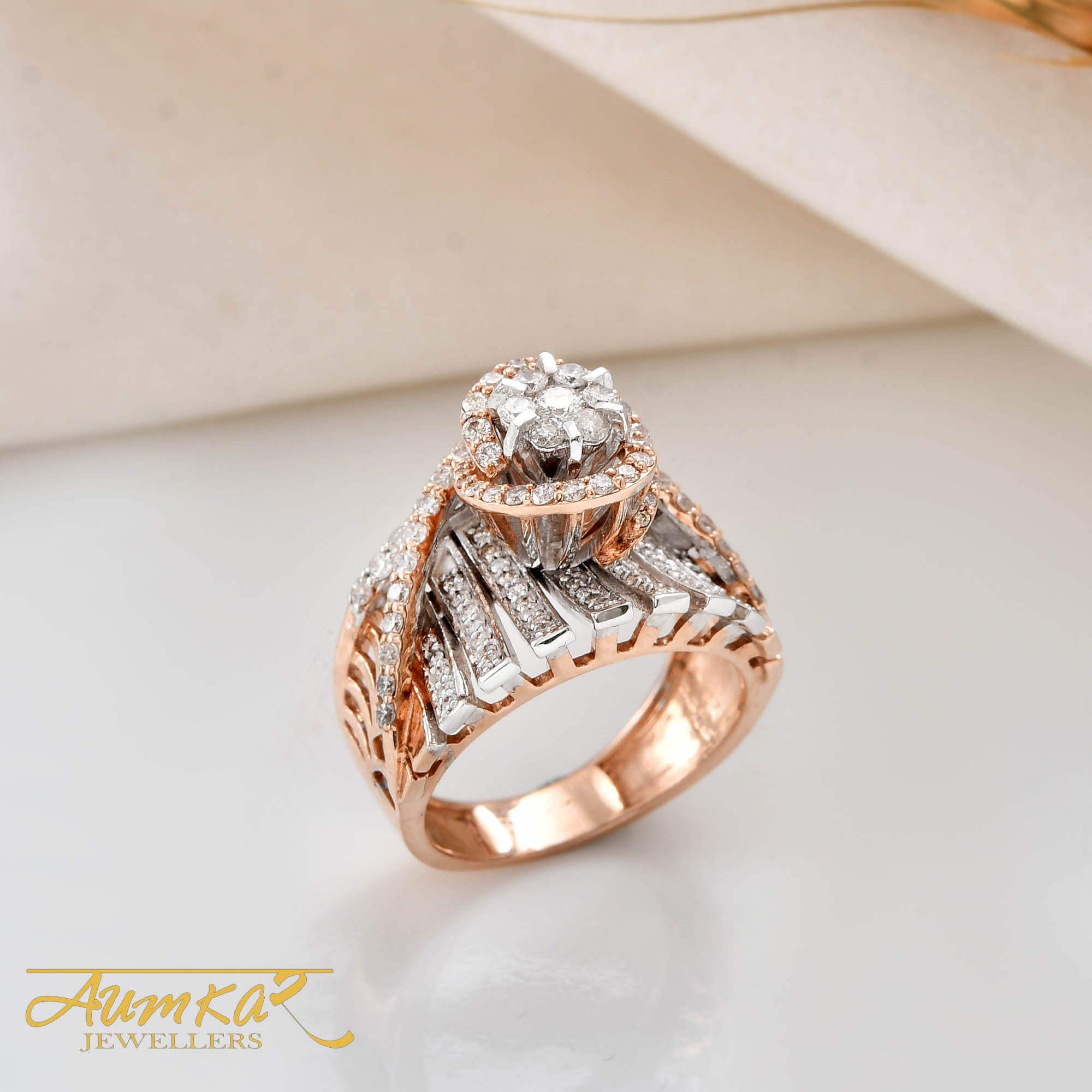 Women's Diamond Cluster Cocktail Ring Wedding Band