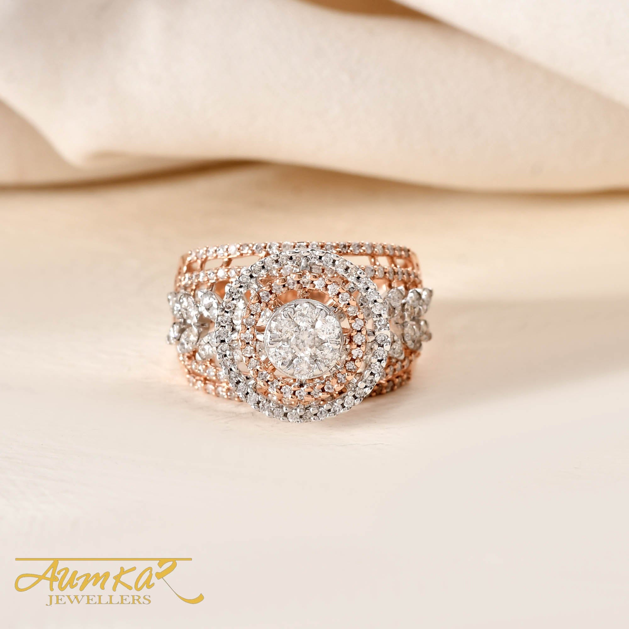 Luxury Diamond Halo Cocktail Ring For Women Engagement