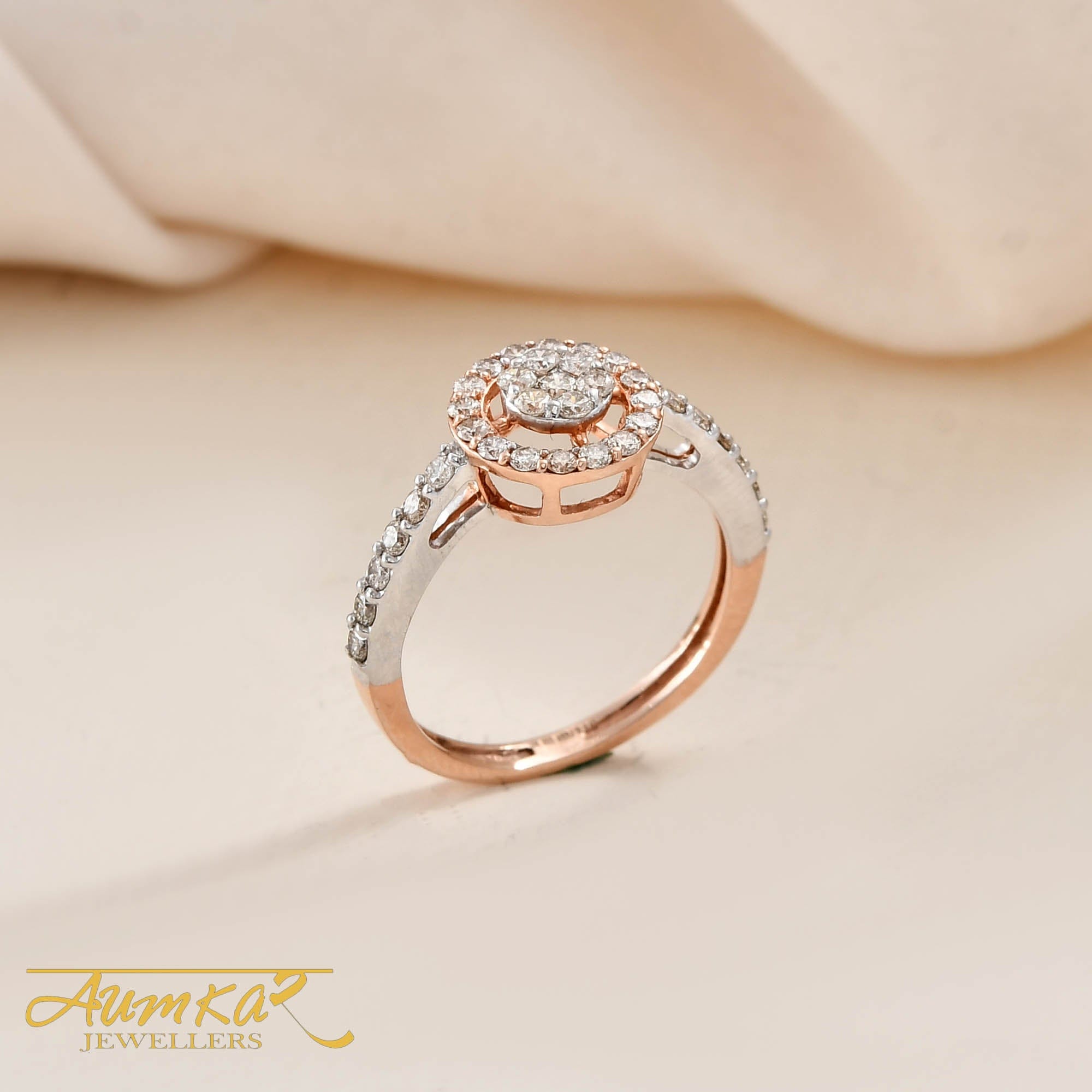 Halo Diamond Engagement Ring For Women Rose Gold Design
