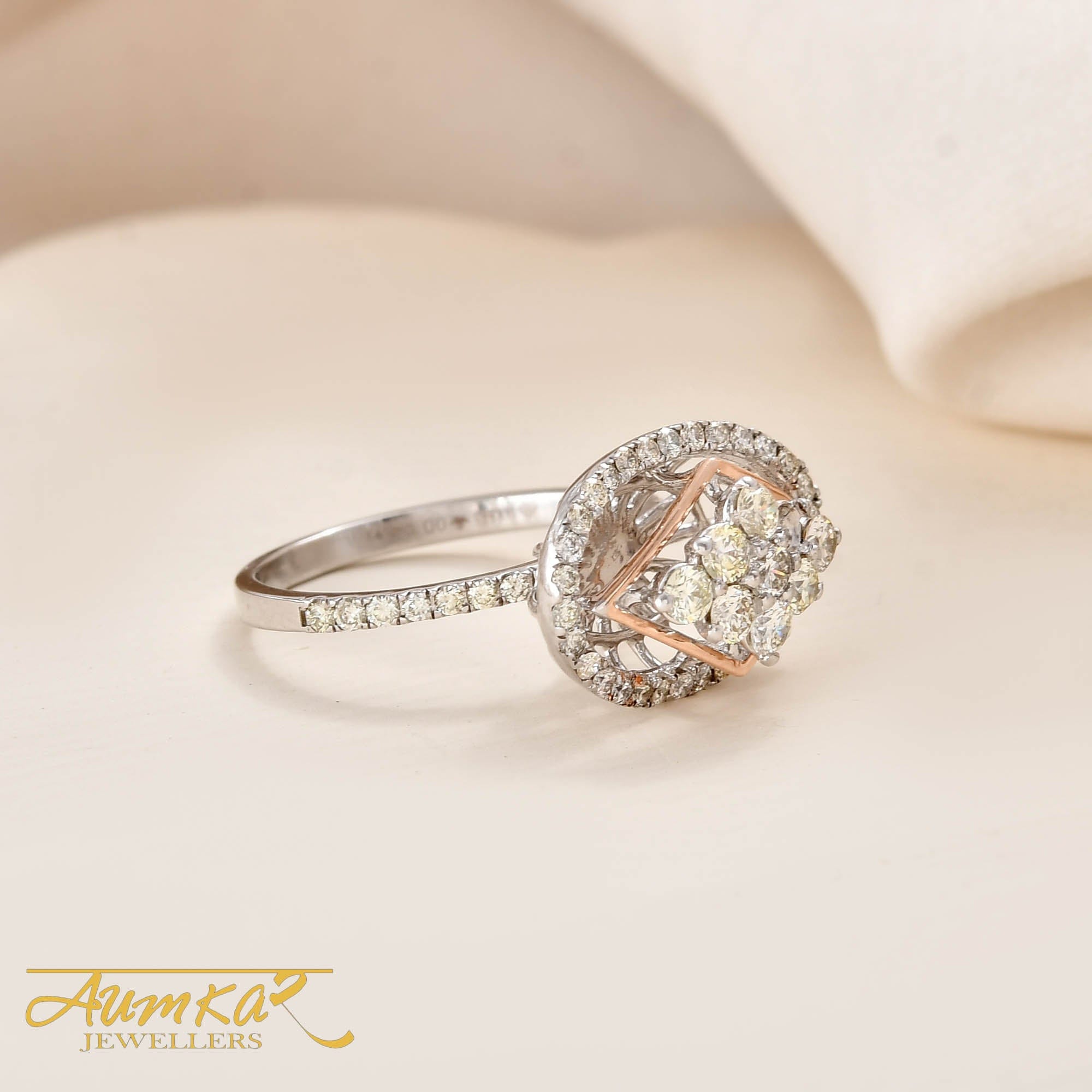 Diamond Cluster Engagement Ring For Women Unique Design