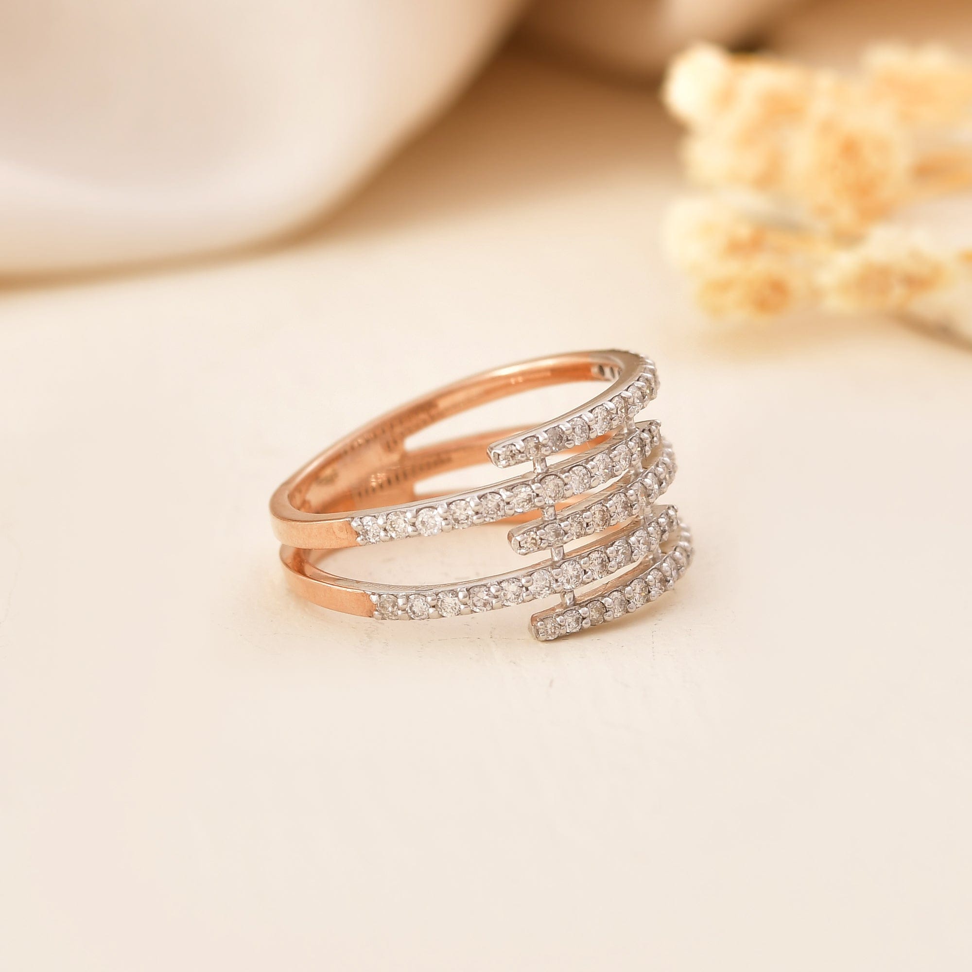 Women's Diamond Engagement Ring Spiral Design Wedding Band